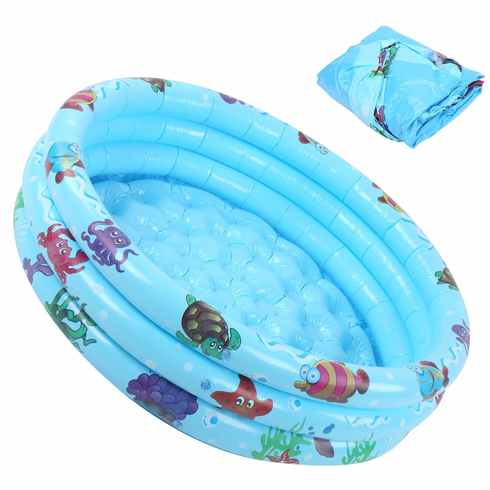 FILFEEL Nadmuchiwany Basen do Zabawy Wewnątrz i na Zewnątrz - Okrągły Basen o średnicy 120 Cm w Kolorze niebieskim! (90cm)