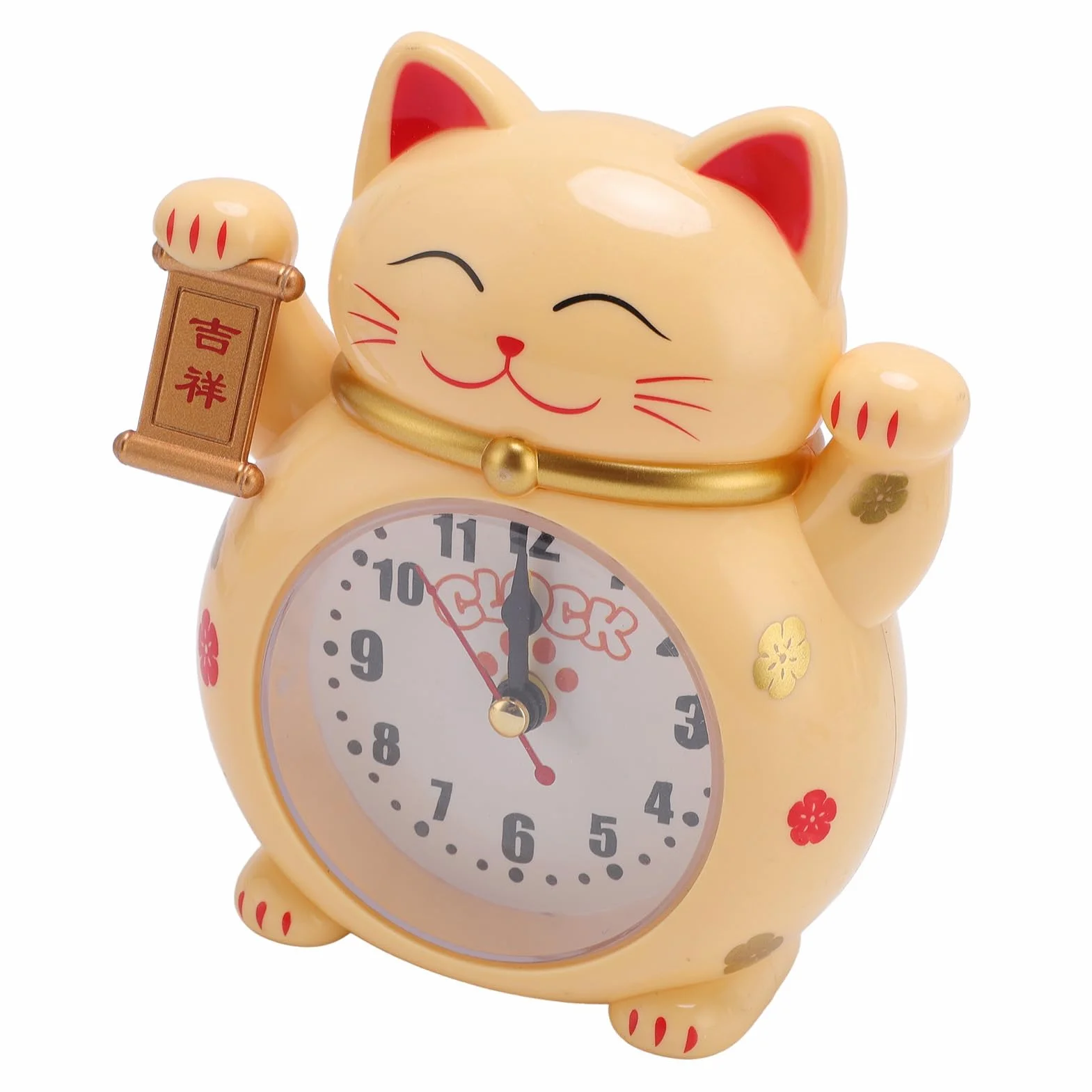Lucky Cat YF2025D, urocza kreskówka szczęście kot budzik i zegar biurkowy