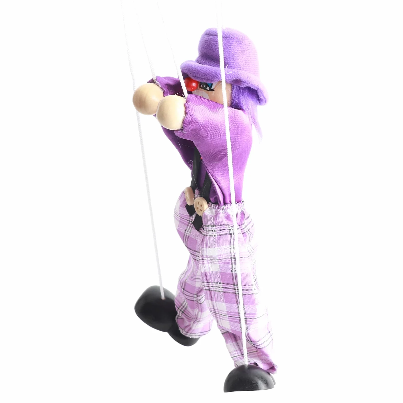 Drewniane Zabawki Rzemieślnicze Marionetki śmieszne Kolorowe Lalki ze Sznurkiem na Prezenty dla Dzieci, Zabawki Wczesnego Rozwoju (PURPLE)