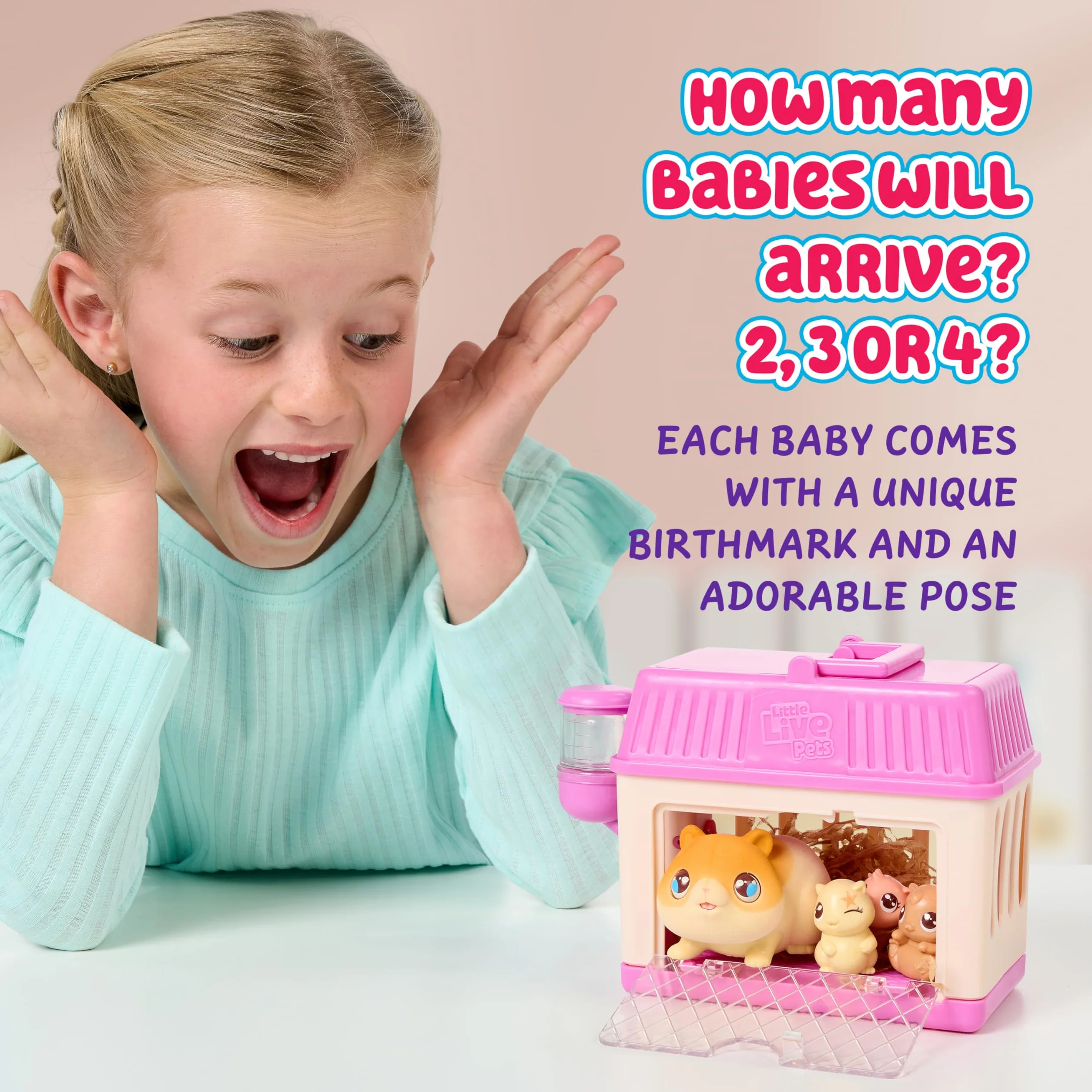 Little Live Pets – Mama Surprise Minis Chomik, zadbaj o swoją mamę chomika lub zajączka w swoim stajni i gorące 2, 3 lub 4 mini niemowlęta