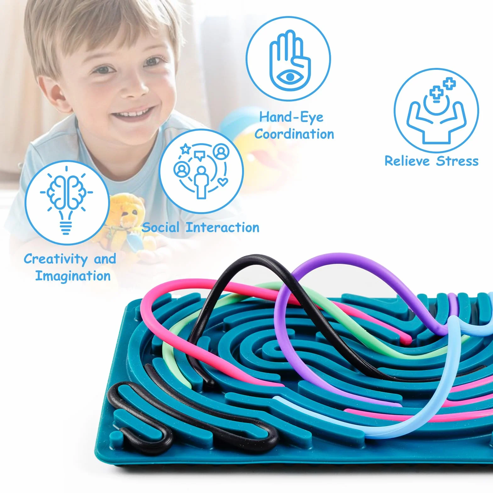 Deska aktywności sensorycznej, silikonowe zabawki fidget dla autyzmu ADHD stresu lęku, zabawka sensoryczna, podróżne zabawki sensoryczne gra dla dzieci od 3 lat i dorosłych, z torbą podróżną