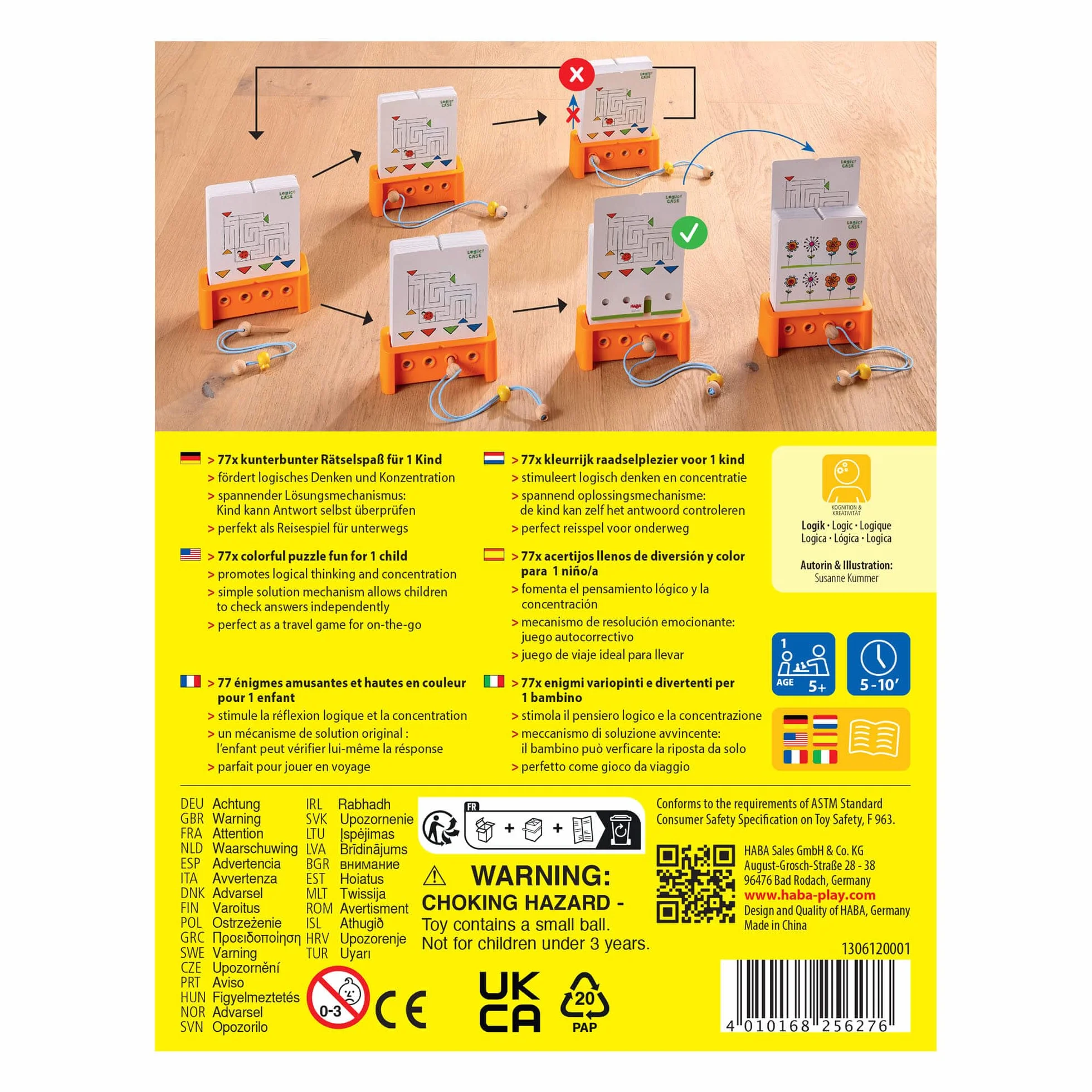 HABA Logic! CASE Starter Set 5+, gra logiczna dla dzieci od 4 lat, gra podróżna, 306118
