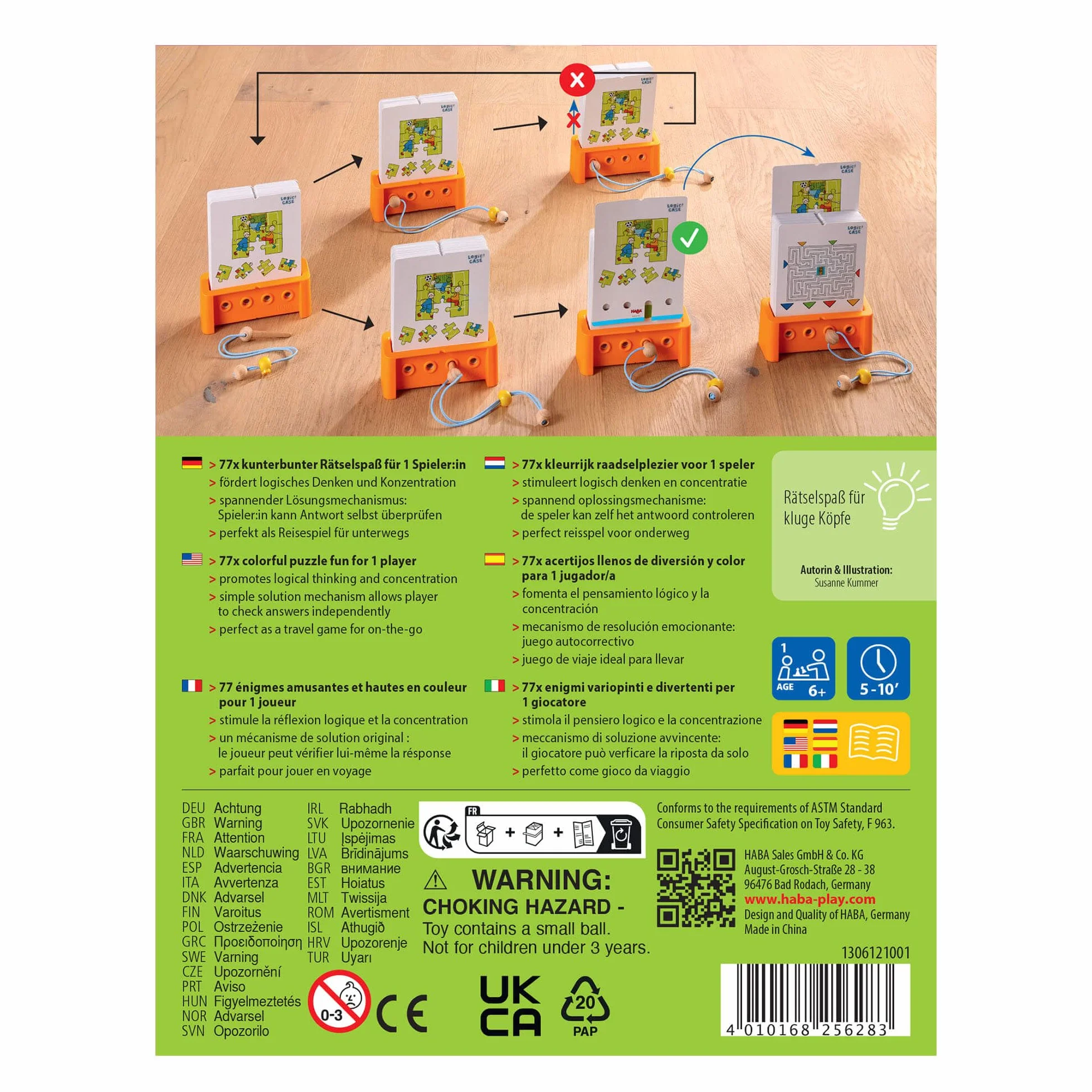 HABA Logic! CASE Starter Set 6+, gra logiczna dla dzieci od 4 lat, gra podróżna, 306118