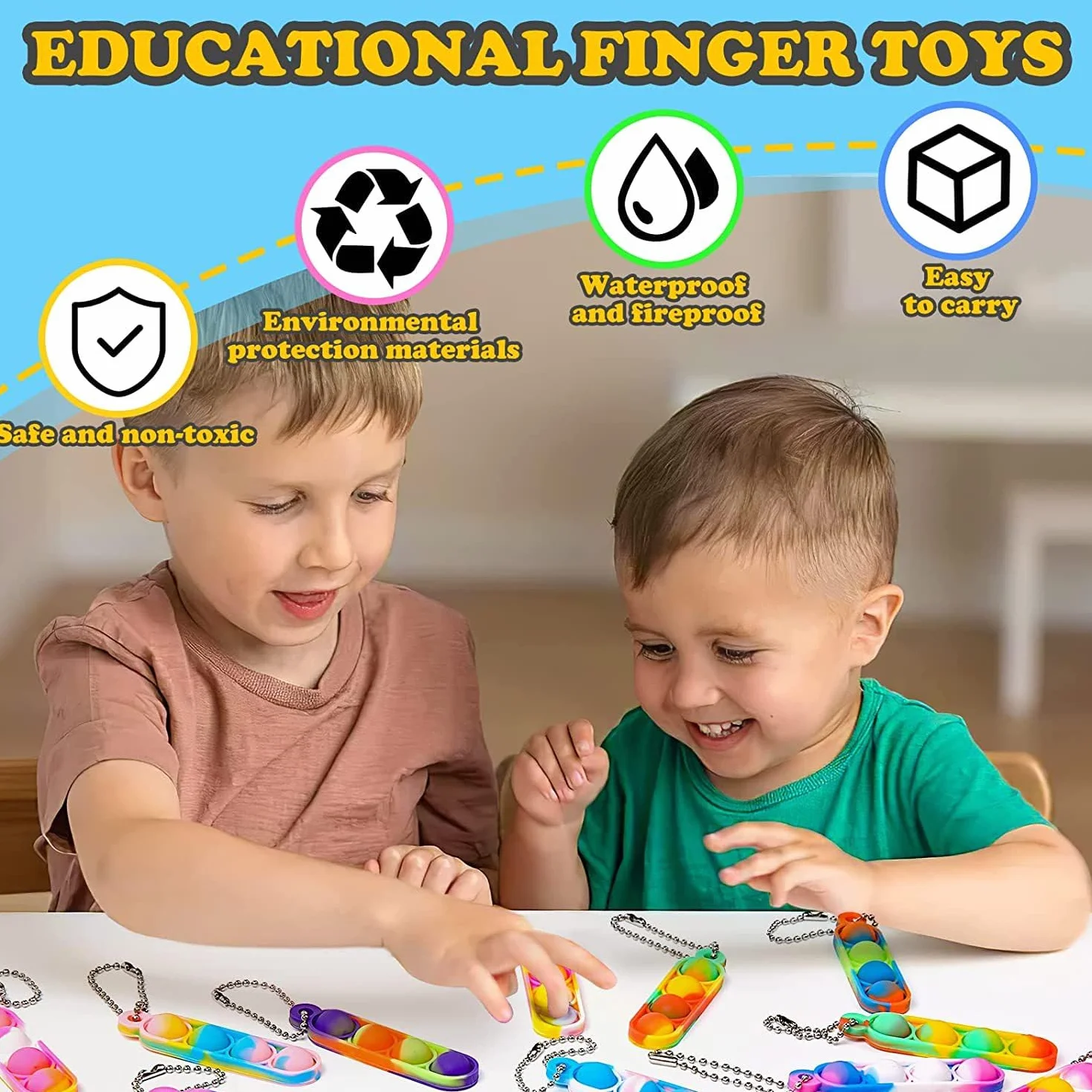 Mini zabawki Pop Fidget, 24 sztuki, mini Pop It Fidget, breloczek do kluczy, mały breloczek Pop Bubble it, antylękowy dla dzieci i dorosłych