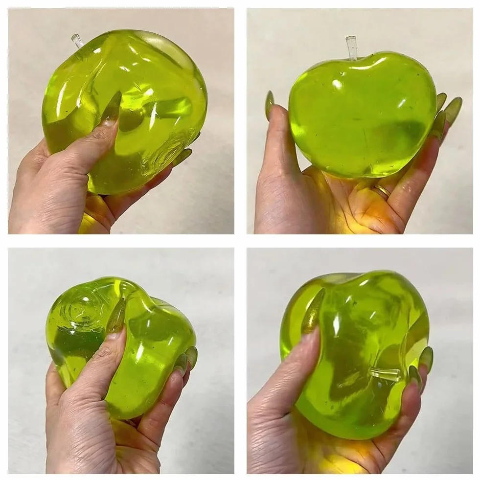 Squishies zabawki antystresowe, zielone / różowe jabłko, piłka antystresowa, zabawka dla dorosłych, łagodzenie lęku, zabawa sensoryczna, dekoracja biurka