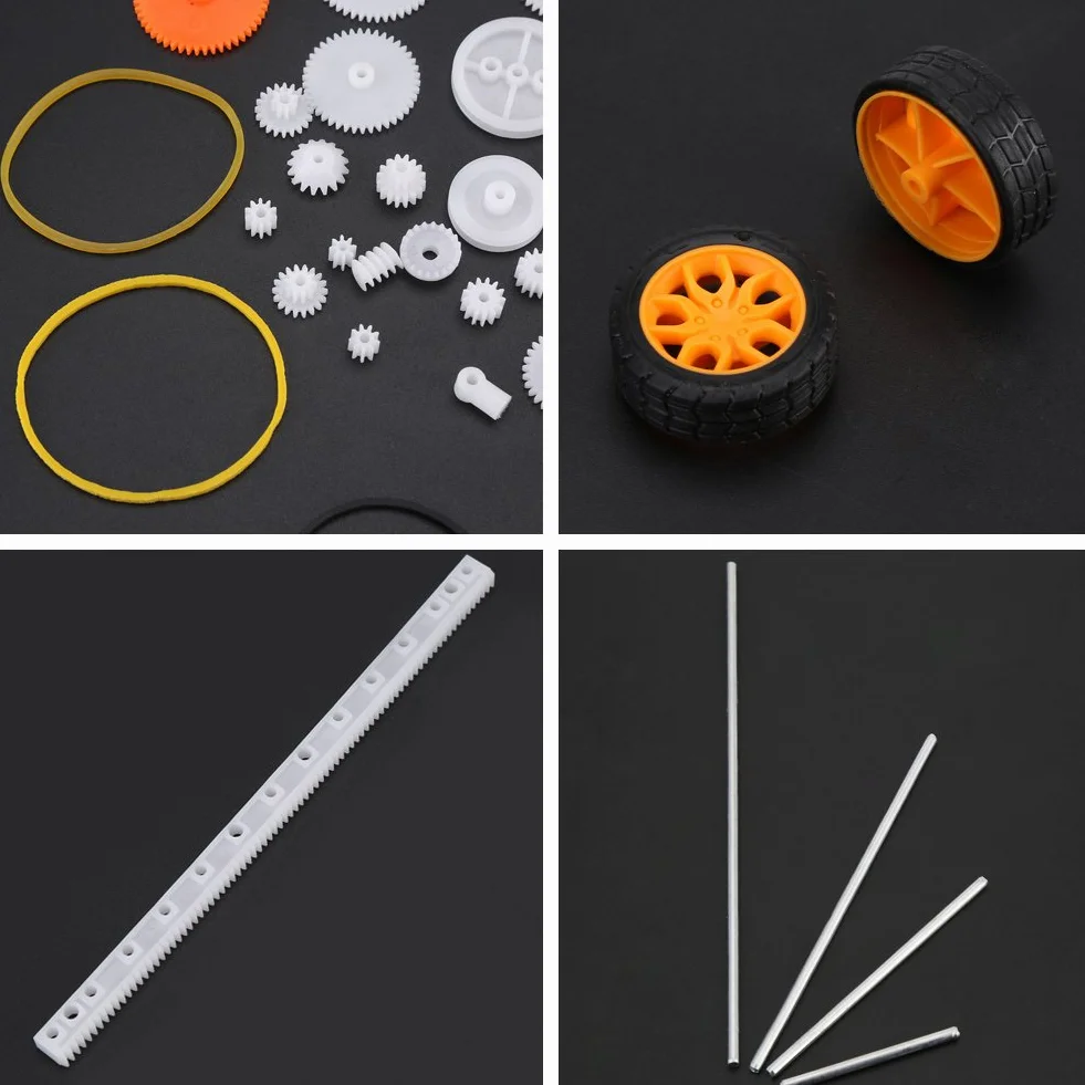 Akozon Plastikowe koła zębate Szklany pasek Zestawy zębatek Zestawy kół zębatych Wał Pas DIY Zestaw akcesoriów 78szt