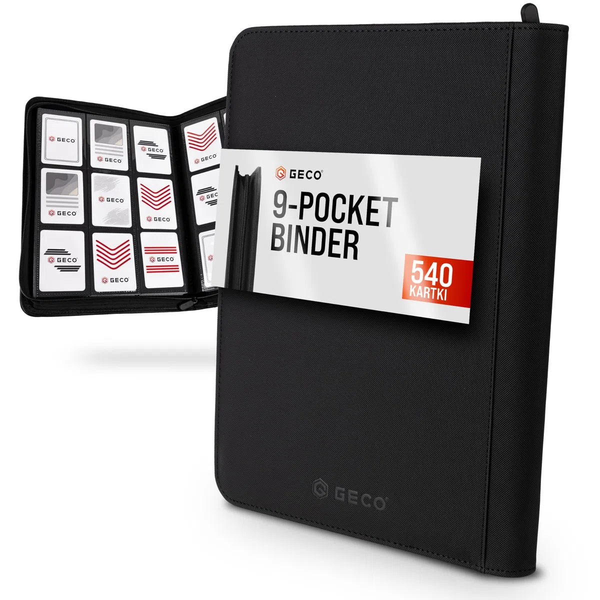GECO Album na Karty Kolekcjonerskie 9-Pocket Premium z Zamkiem – 540 Kart – Segregator 30 Stron Ładowanych Bocznie – Binder do Kart (Czarny)