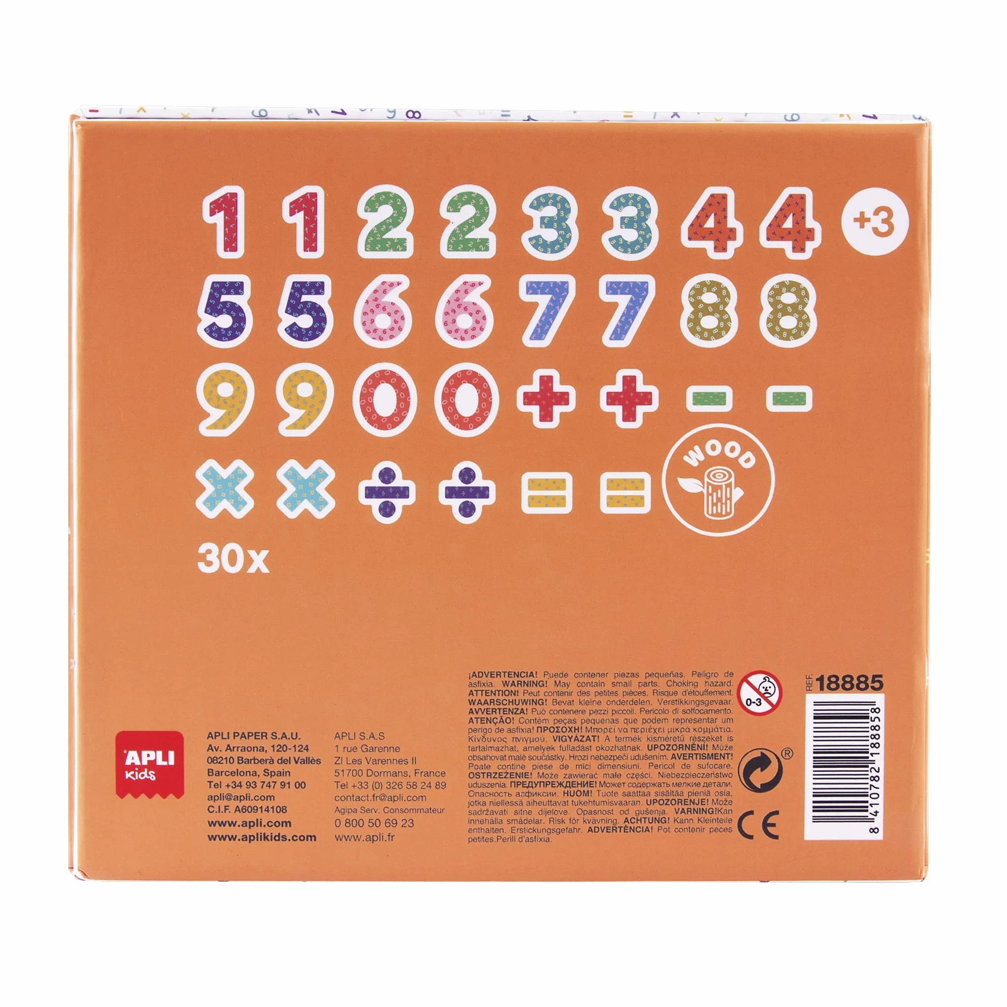APLI Kids 18885 - Drewniany zestaw liczb magnetycznych - zalecane numery magnetyczne dla osób powyżej 3 lat