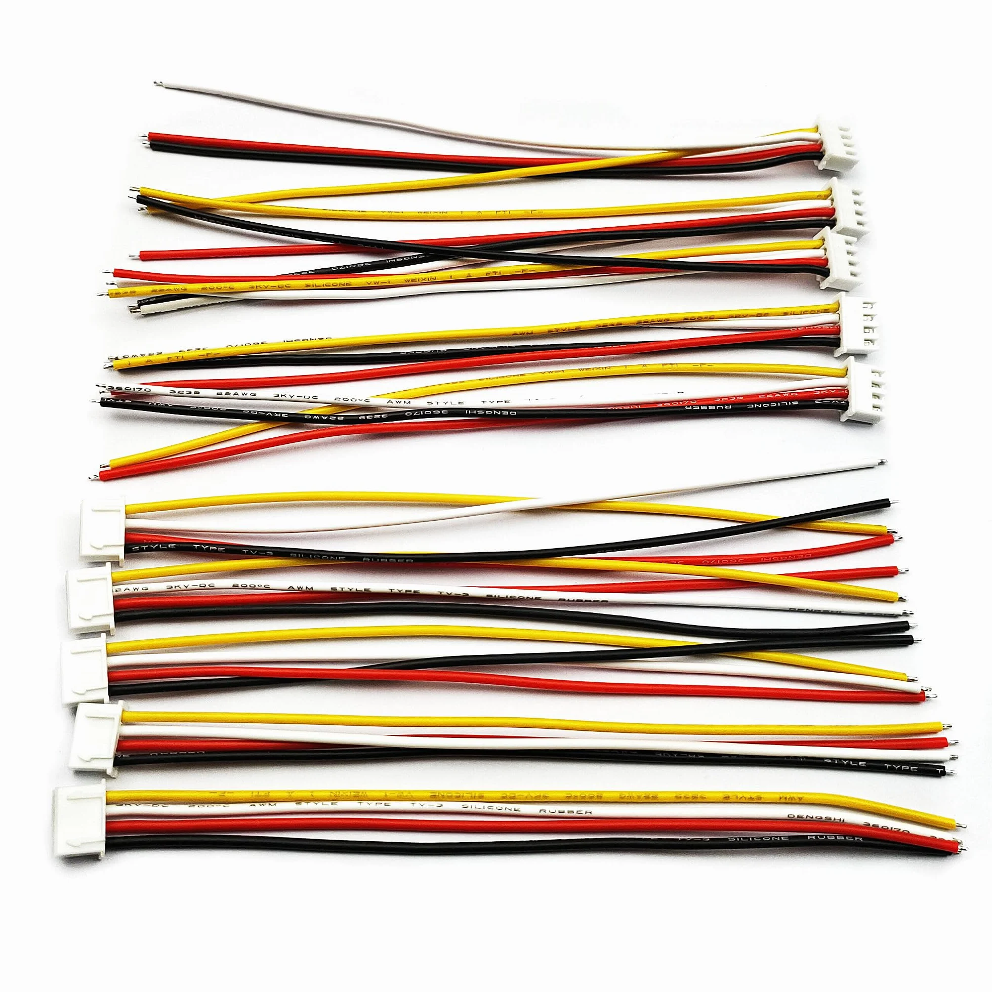 10 zestawów Jst XH 2,54 mm 4-pinowe wtyczki z 150 mm 22 AWG miękkim kablem silikonowym i gniazdem XH2,54 4P