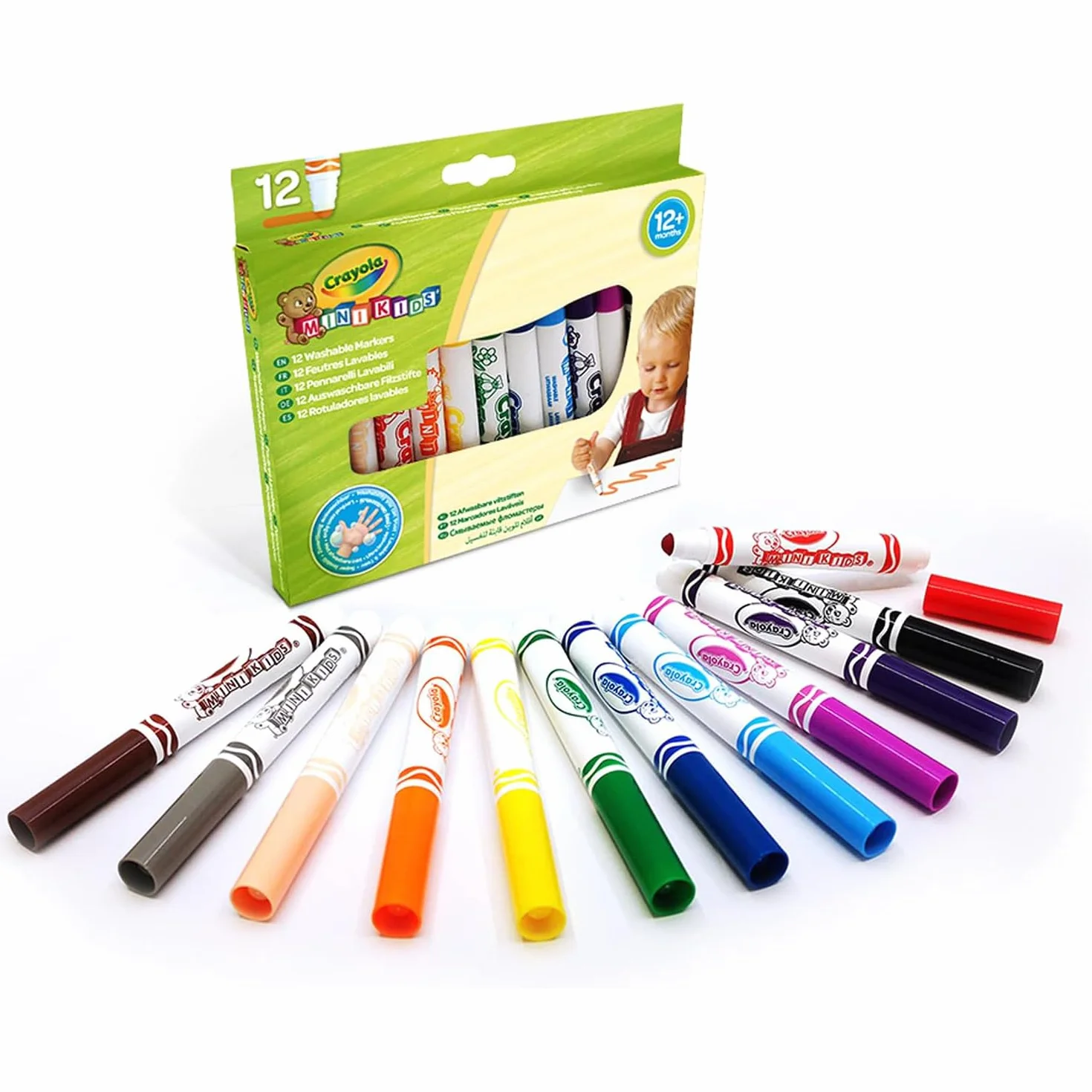 Crayola 8325 Flamastry Zmywalne, Wielokolorowy, 12 sztuk