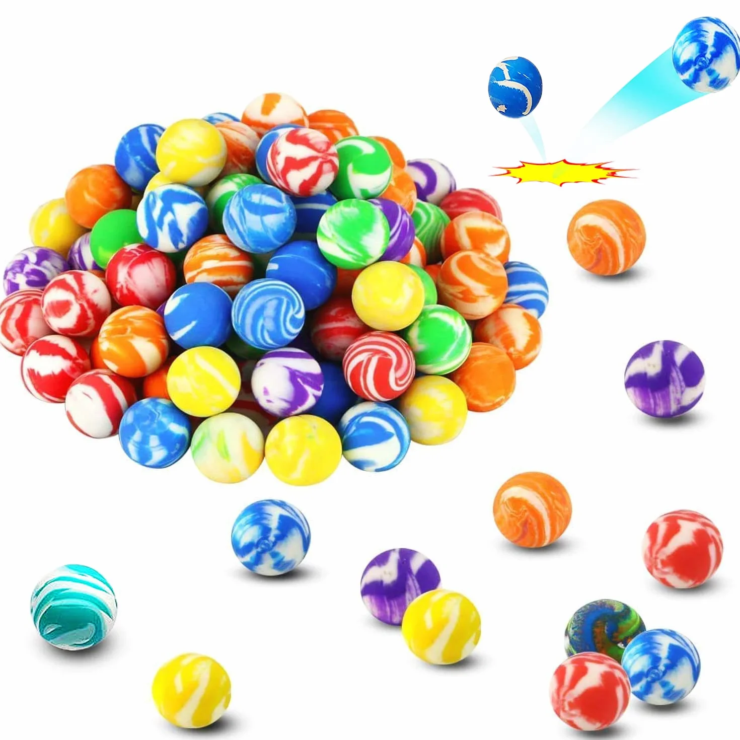 Flummis, 30 sztuk gumowych piłek Flummis, 20 mm, różne kolory, piłki do skakania i na urodziny dziecka, gumowe piłki, prezenty dla gości