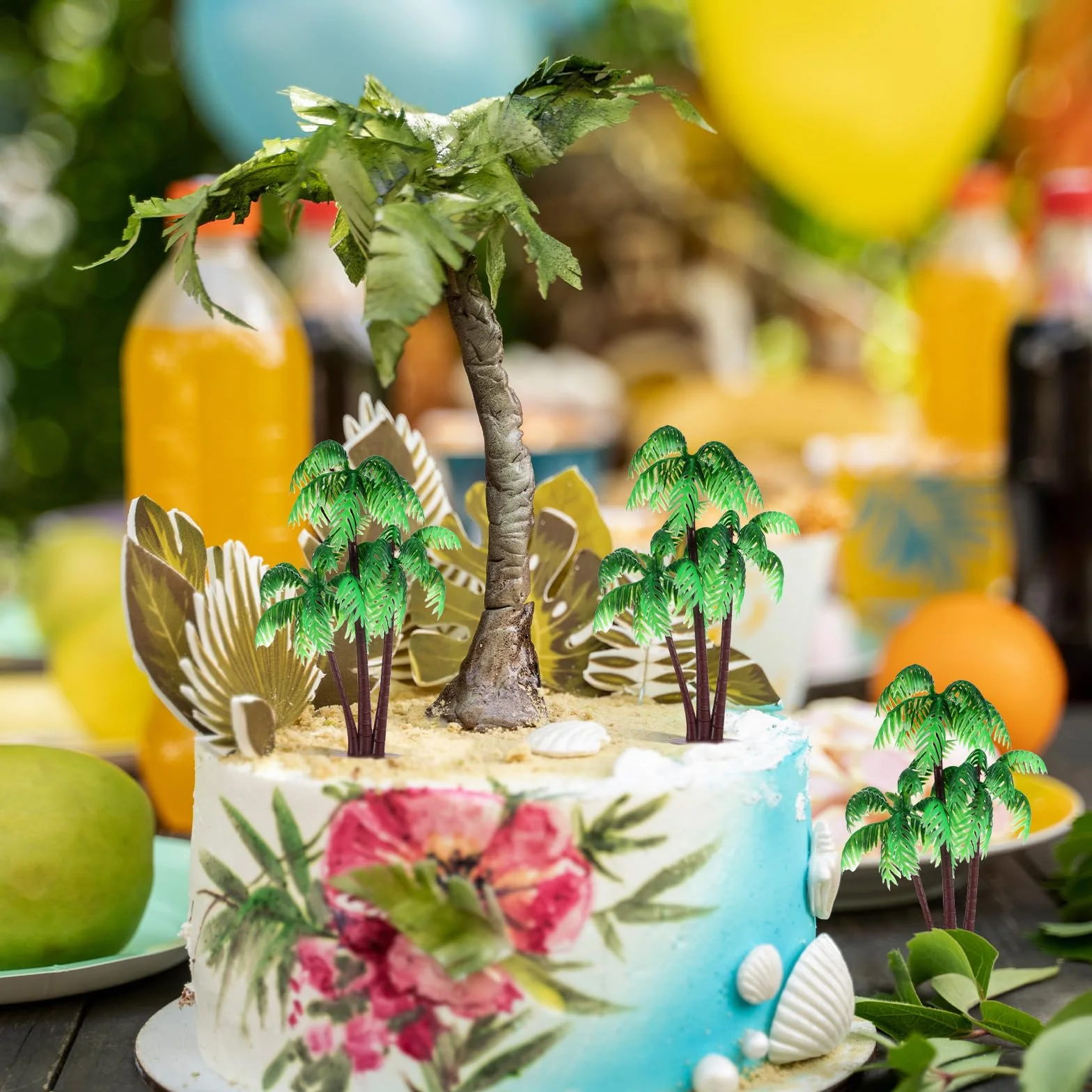Bewudy 10 sztuk miniaturowych palm z tworzywa sztucznego, zielone modele, palmy kokosowe, model drzew, do samodzielnego wykonania, dekoracja ogrodowa, domek dla lalek, diorama, dekoracja domu