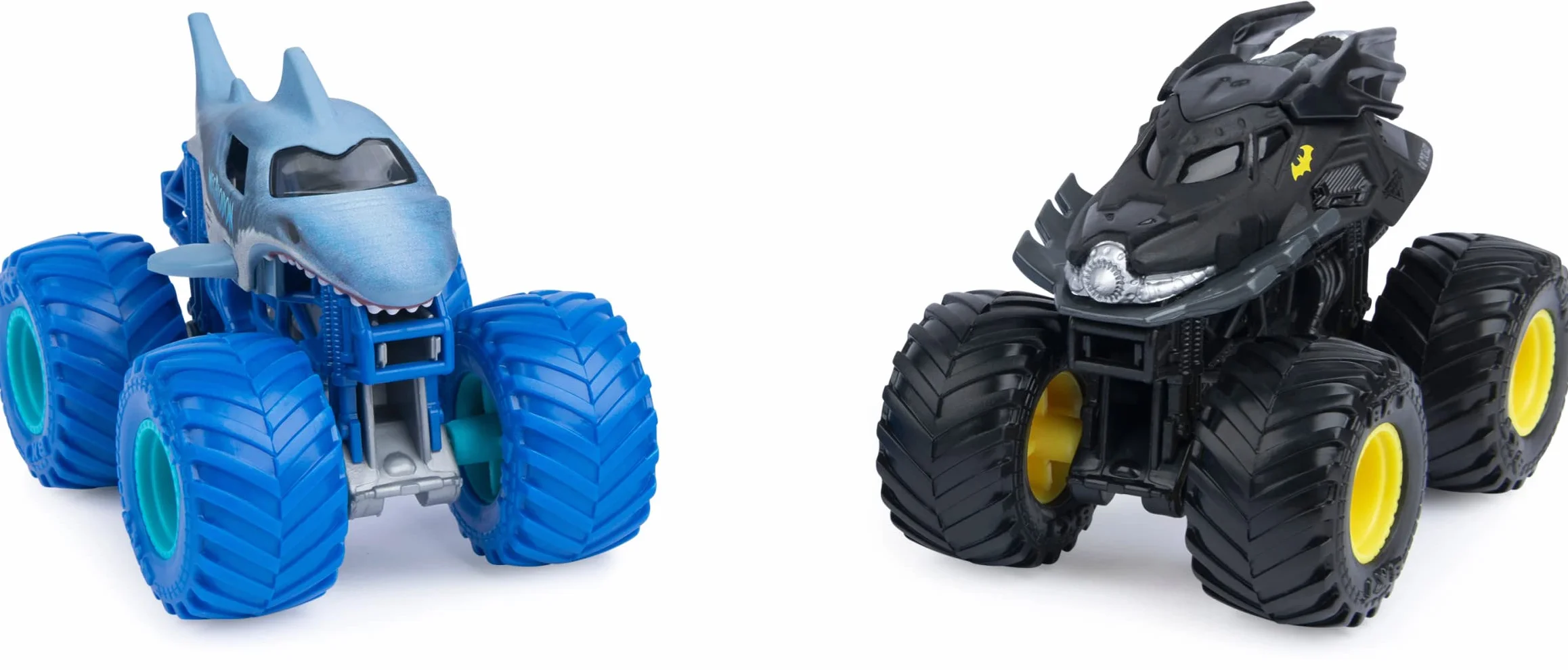 Monster Jam - Oryginalny dwupak z Batmobil vs. Megalodon - autentyczne Monster Trucks w skali 1:64