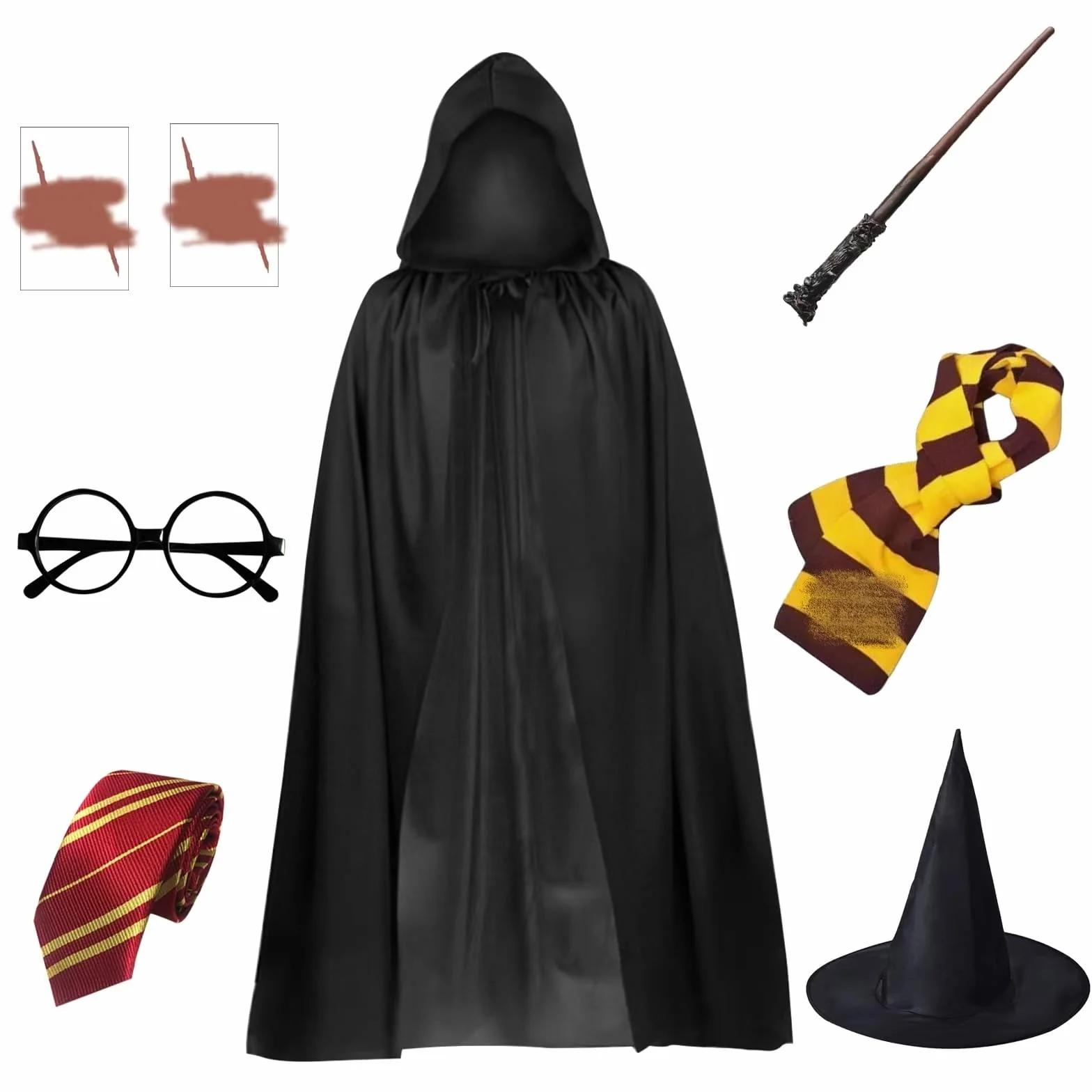 JSTHHTT Zestaw czarodziejskiej peleryny, kostium czarodzieja dla dzieci, szlafrok czarodziejski, krawat, okulary, kostium dla chłopców i dziewczynek, kostium na Halloween, do cosplay, fantazyjna