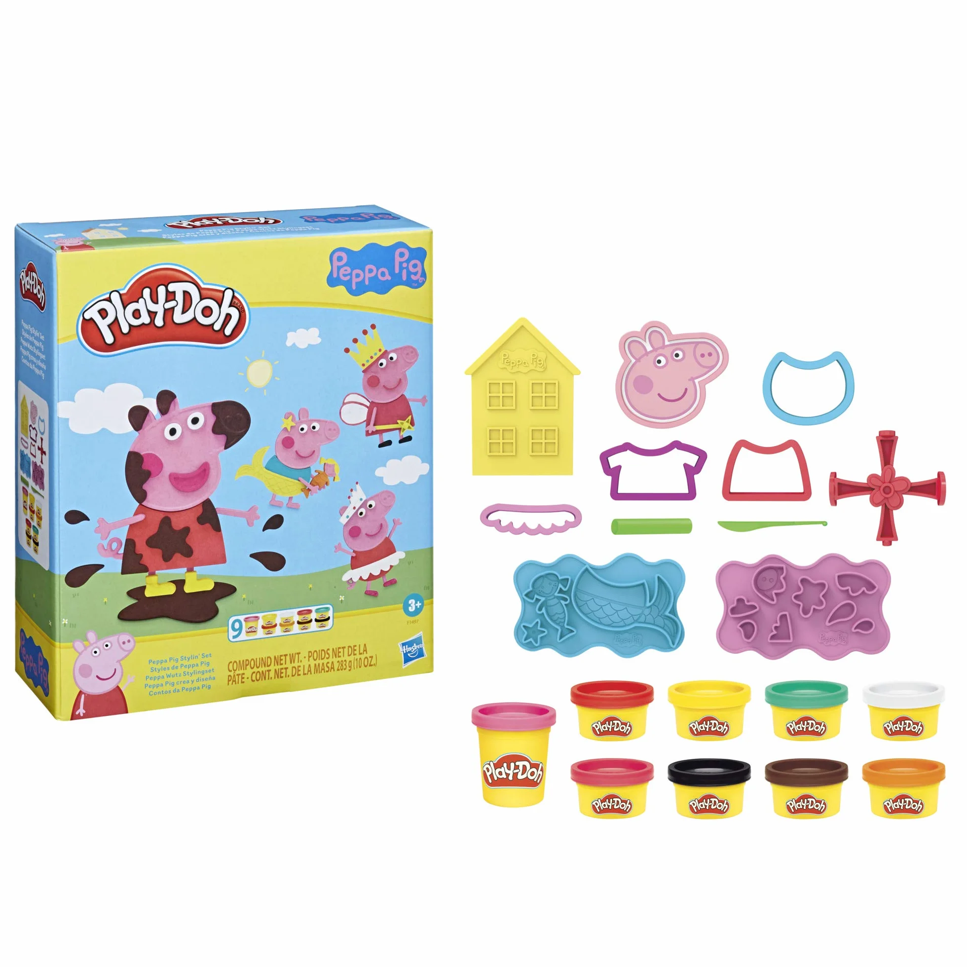 Play-Doh zestaw do stylizacji Świnka Peppa z 9 tubami nietoksycznej masy plastycznej i 11 akcesoriami, zabawka dla dzieci w wieku od 3 lat