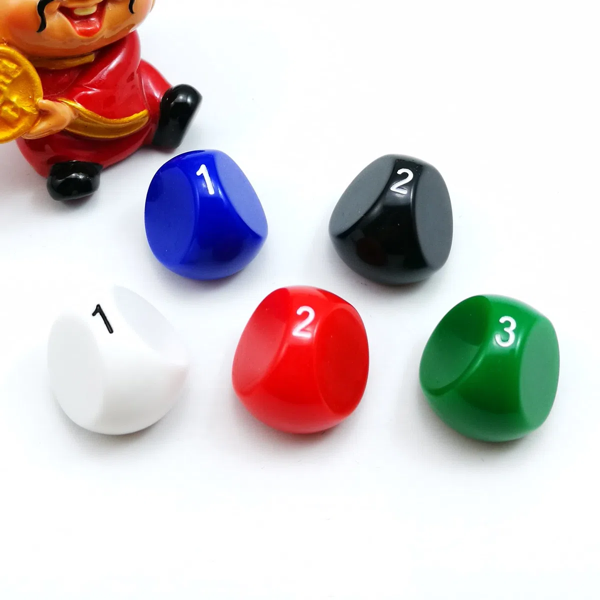 Bescon Polyhedral Dice 3-stronne kości do gier, matryca D3, kości D3, 3-stronne kostki, 3-stronna kostka, 5 różnych nieprzezroczystych kolorów