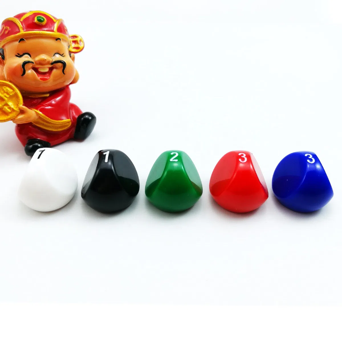 Bescon Polyhedral Dice 3-stronne kości do gier, matryca D3, kości D3, 3-stronne kostki, 3-stronna kostka, 5 różnych nieprzezroczystych kolorów
