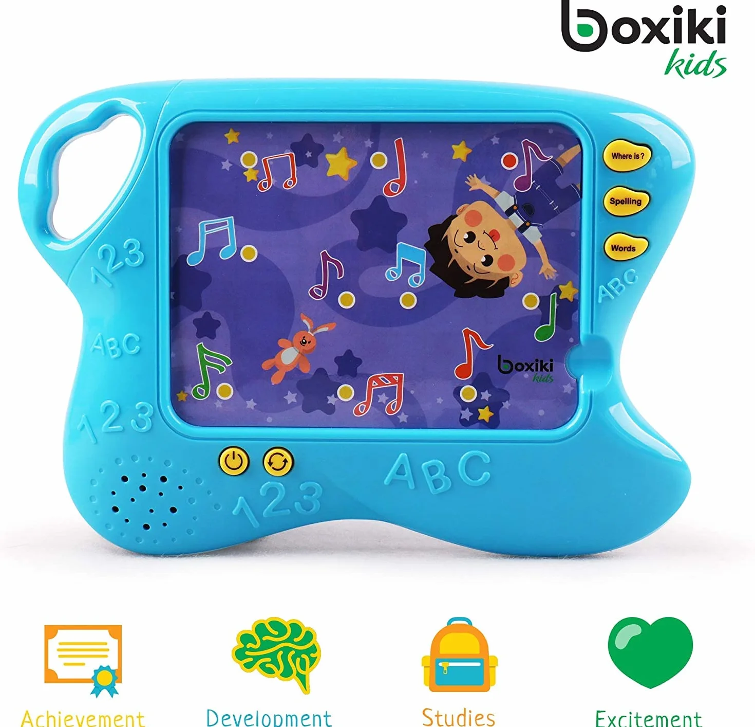 Boxiki Kids Pad do nauki języka angielskiego z 10 kartami i grą planszową, inteligentny tablet dla dzieci z dotykiem i funkcją nauki