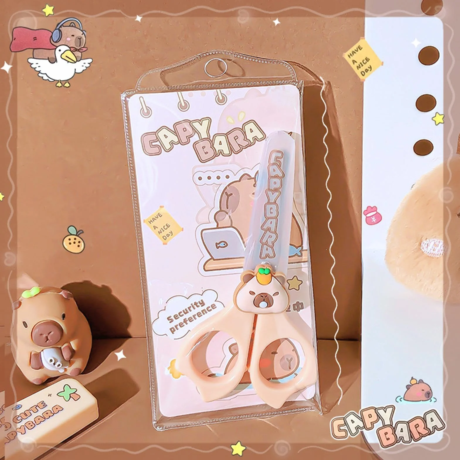 Cute Capybara Scissors, Nożyczki dla dzieci - Cute Capybara Round Tip Bezpieczeństwo Nożyczki do przedszkola | Artykuły do aktywności dla dzieci, torebka antypoślizgowa dla studentów, narzędzia