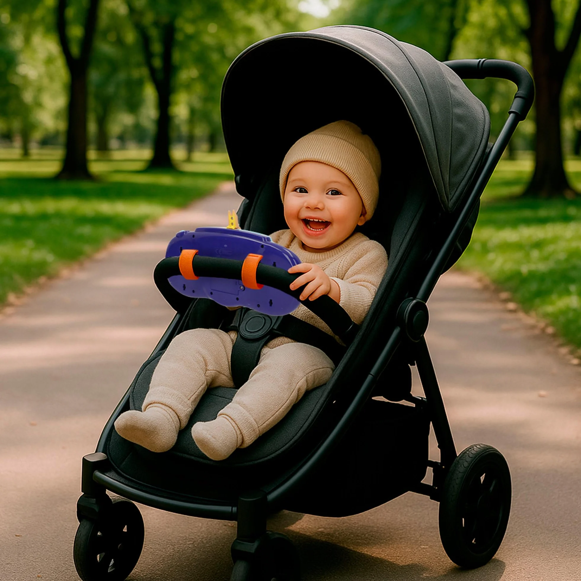 ColorBaby Bluey Kierownica do wózka dziecięcego, uchwyt kotwiący, kolorowy design, Bluey, Bingo i Przyjaciele, gry interekcyjne, zajęcia dla dzieci +6 miesięcy (39146)