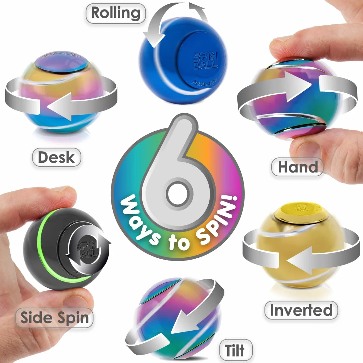 bopster Metal Spin Ball Fidget Hand Spinner | Wysokiej jakości zabawka biurkowa dla dzieci, nastolatków i dorosłych, ulga w stresie i lęku, autyzm, ADHD, ADD, idealny wypełniacz skarpet