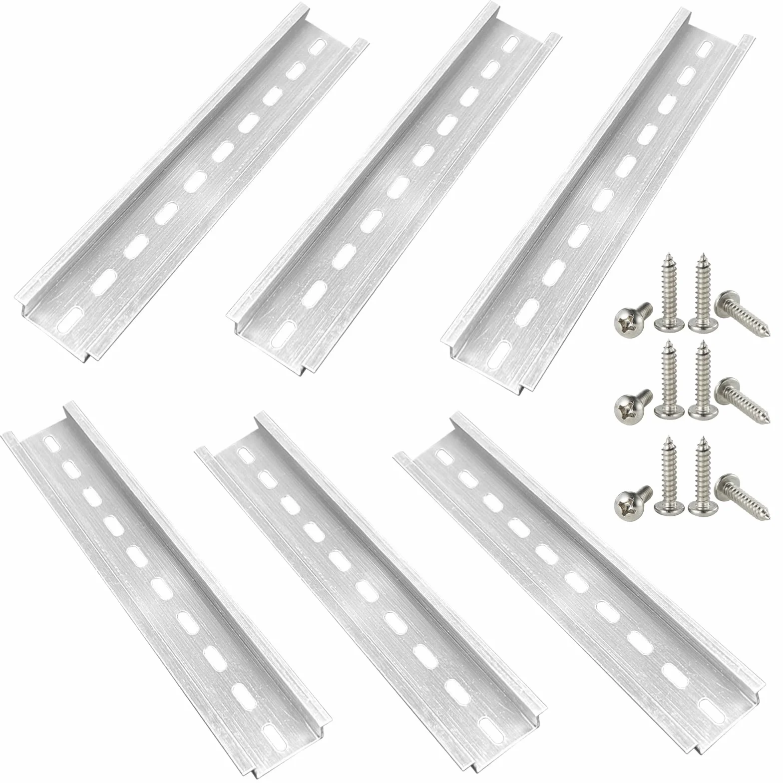 Gentpovth 6 aluminiowych szyn, szyna montażowa, nierdzewna, do szafy rozdzielczej, szafy sterowniczej, do montażu na szynie (szerokość 35 mm, długość 200 mm, wysokość 7,5 mm)