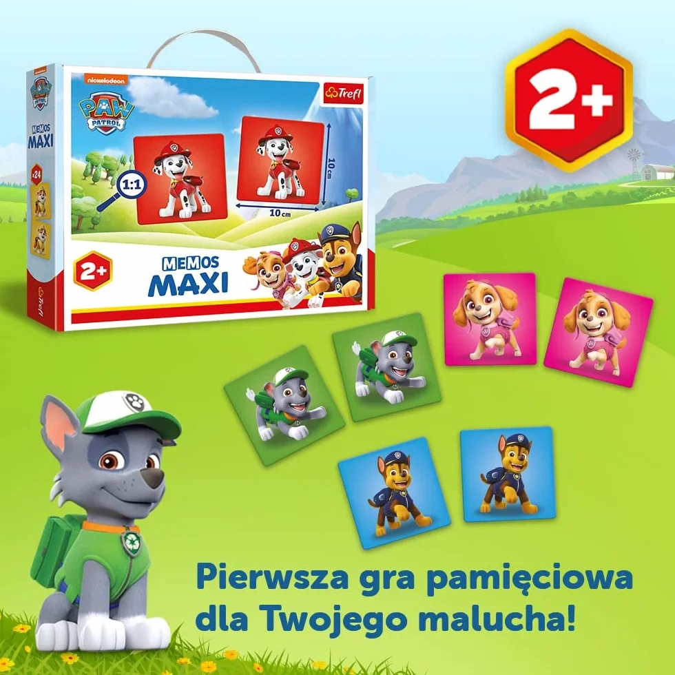 Trefl - Memos Maxi Psi Patrol - Edukacyjna Gra Pamięciowa dla Najmłodszych, Odnajdywanie Par Obrazków, Klasyczna Gra Memory z Bohaterami Bajki PAW Patrol, dla Dzieci od 2 lat