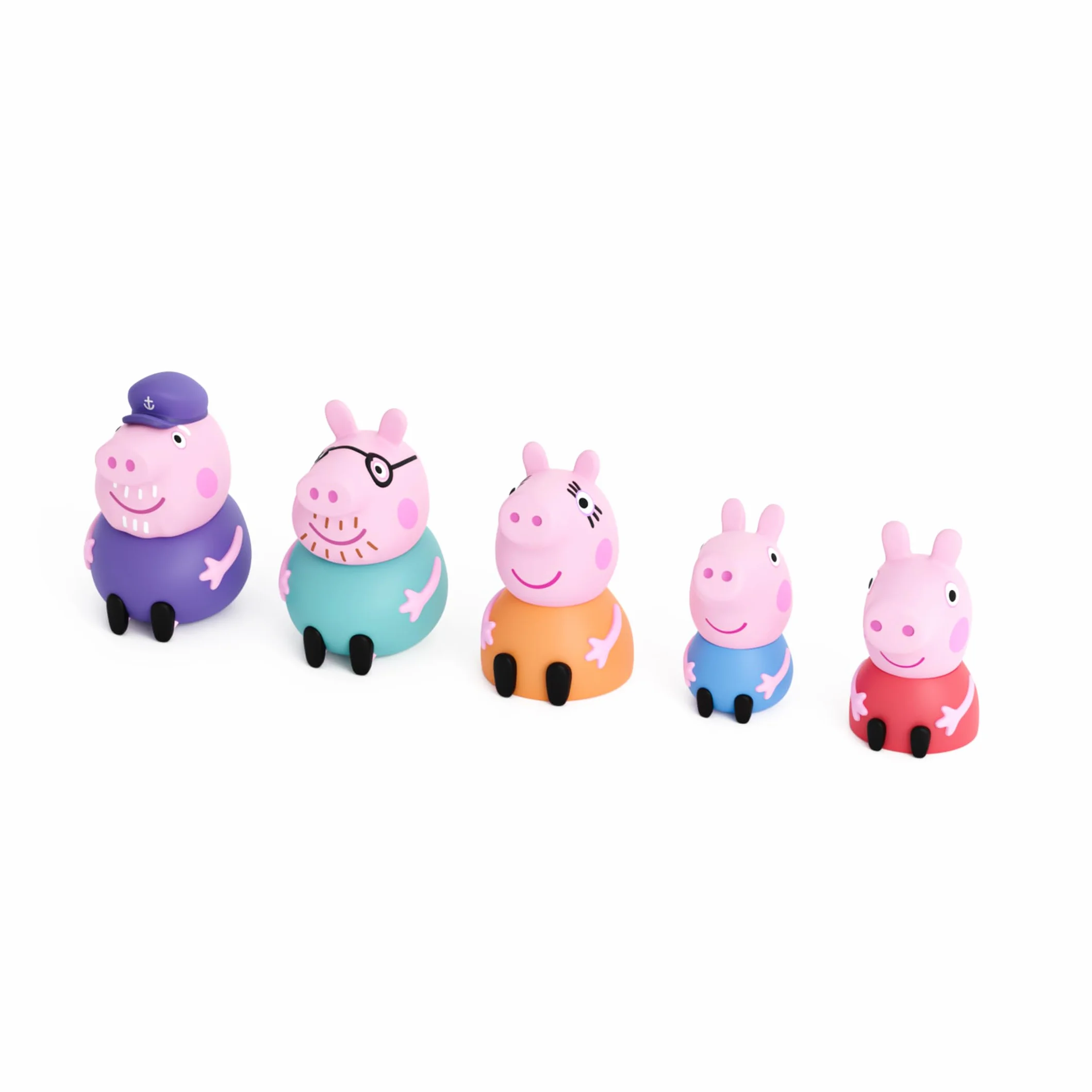 Peppa Pig - Zestaw 5 lalek z palcem Rodzina Świnka Peppa - Zabawki do wody i kąpieli - Od 3 lat (DeQube 919D00049)