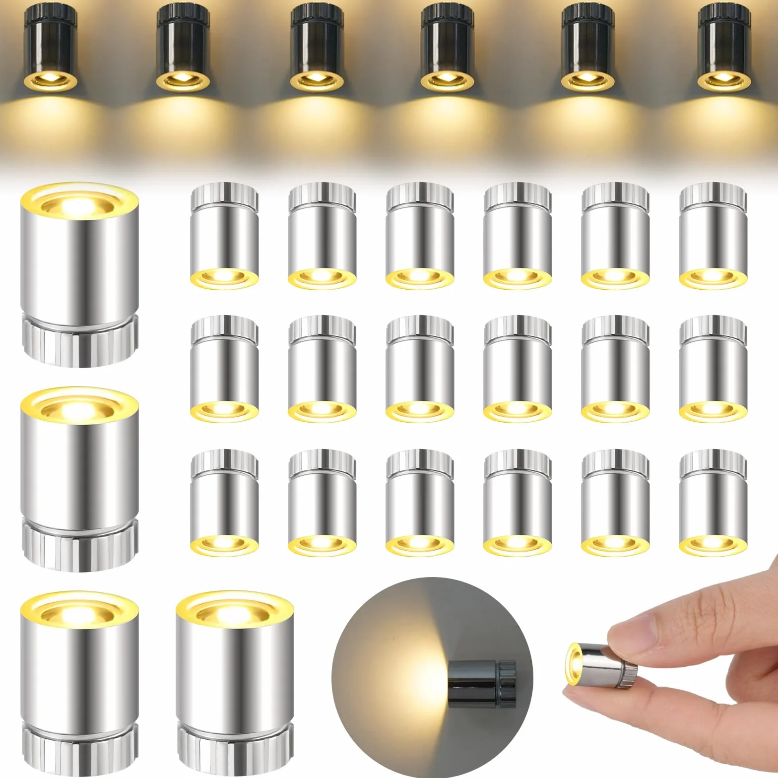 AUAUY 22 szt. Mini LED światło bateryjne, miniaturowy model dekoracyjny LED, mini oświetlenie LED do dekoracji domów dla lalek, ciepła biel