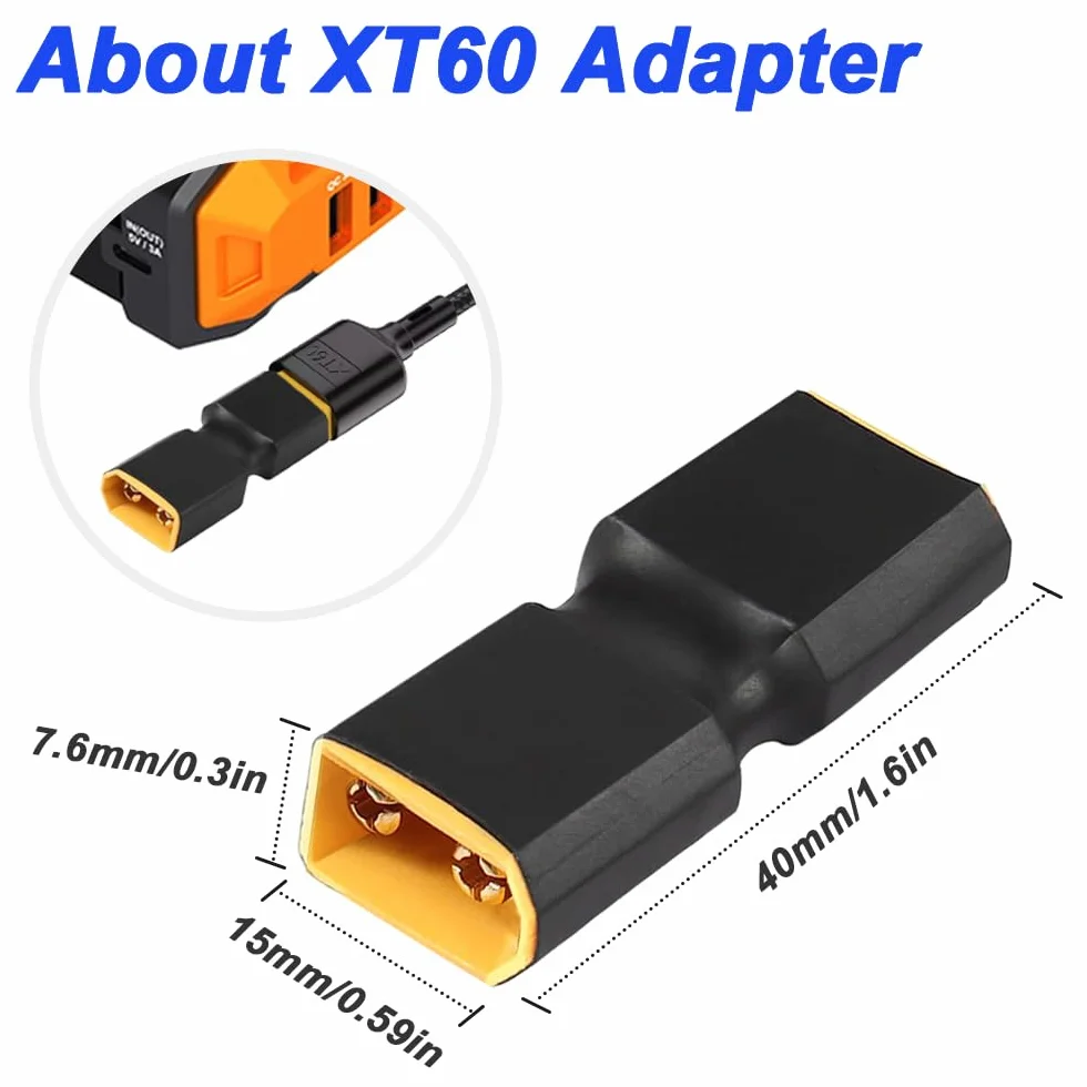 XT60 do typu C kabel do szybkiego ładowania, gniazdo XT60 do wtyczki USB-C 100 W 20 V/5 A kabel do ładowania do akumulatora RC Lipo Quadcopter Multicopter Aeromodelling, z wtyczką XT60 na