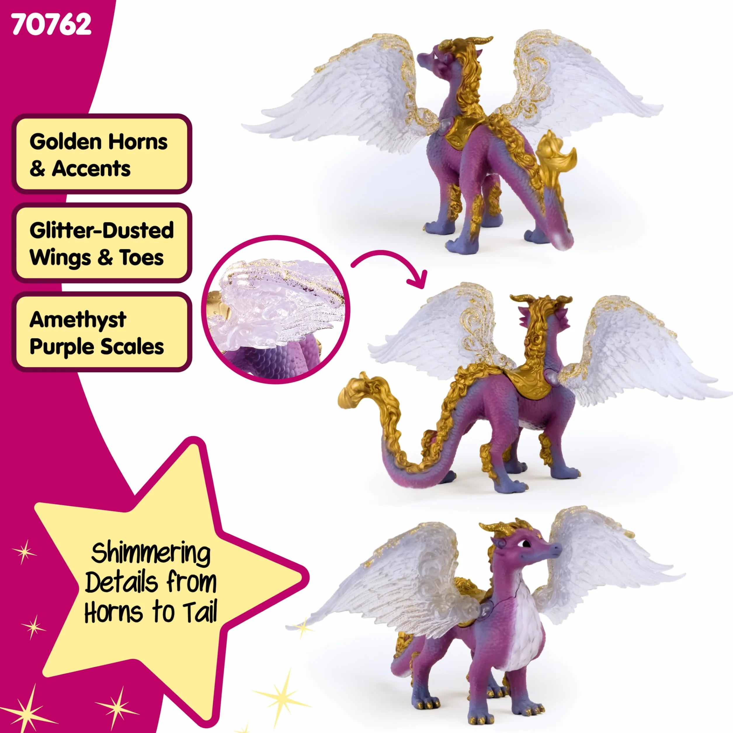 schleich BAYALA | Smok Nocnego Nieba 70762 | Szczegółowa figurka ze skrzydłami ruchomymi i przezroczystymi oraz wbudowanym magnesem | Idealny prezent dla dzieci | Zabawka od 5 lat | 15 x 10 x 18 cm