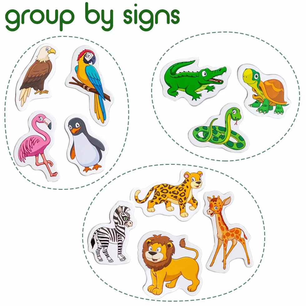 20 szczęśliwych magnesów do zoo dla dzieci na tablicę magnetyczną - zabawki - gry edukacyjne od 3 lat