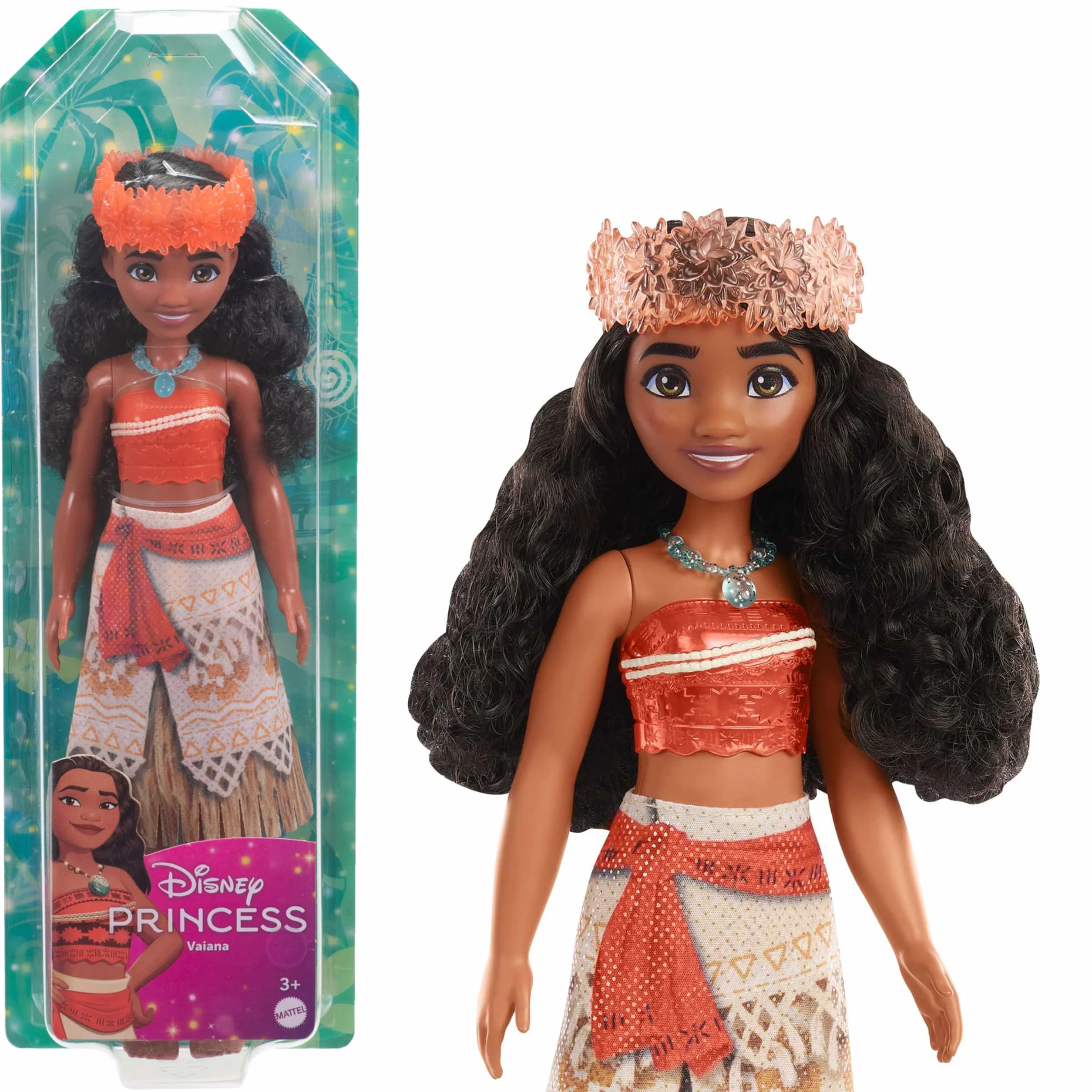 Mattel Księżniczka Disneya Vaiana Lalka z punktami zgięcia, ubrankiem i akcesoriami inspirowanymi filmem Disneya, prezent dla dzieci HPG68