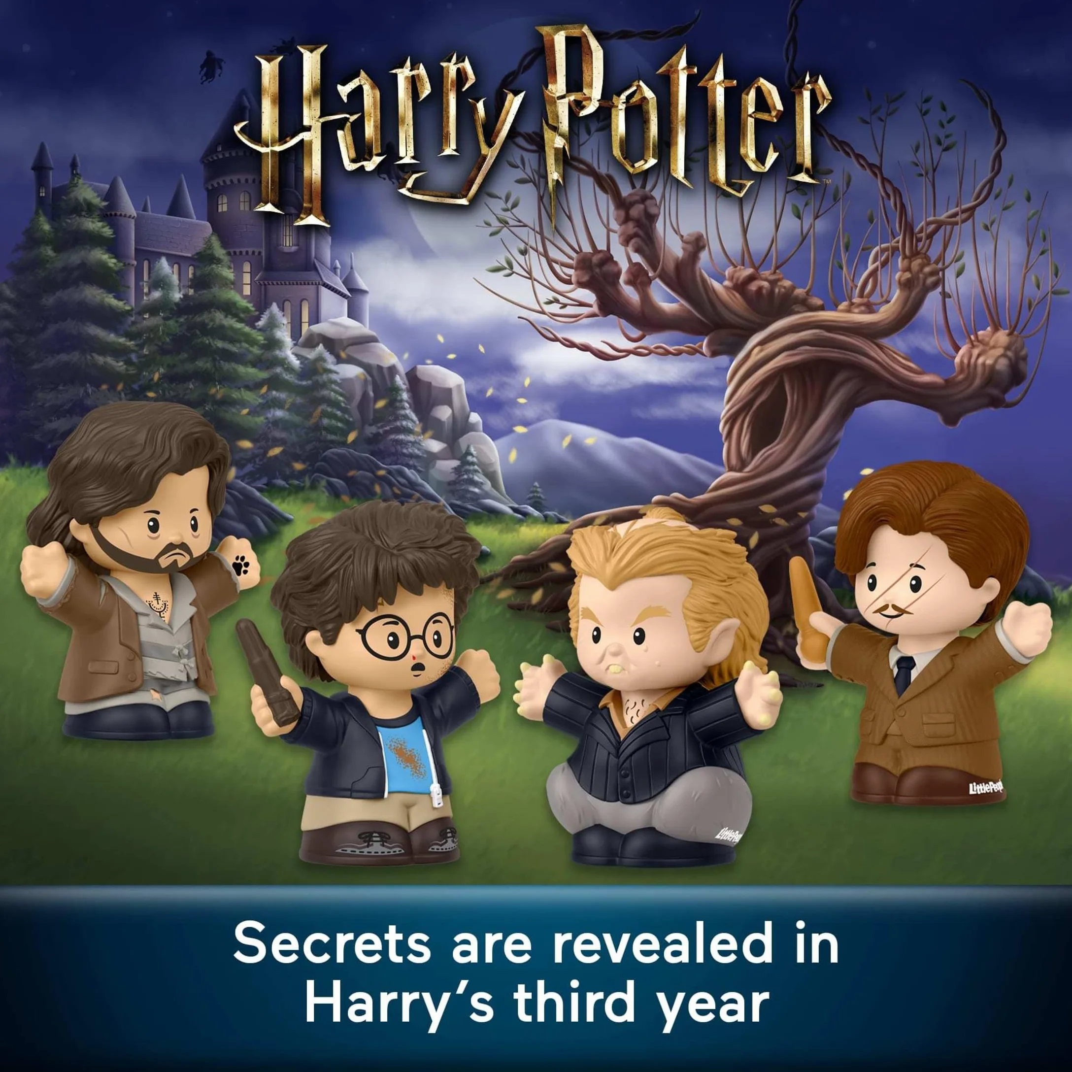 Little People Collector Harry Potter i Więzień Azkabanu 4-pak figurek Zestaw kolekcjonerski z filmu dla fanów i dorosłych, HVG47