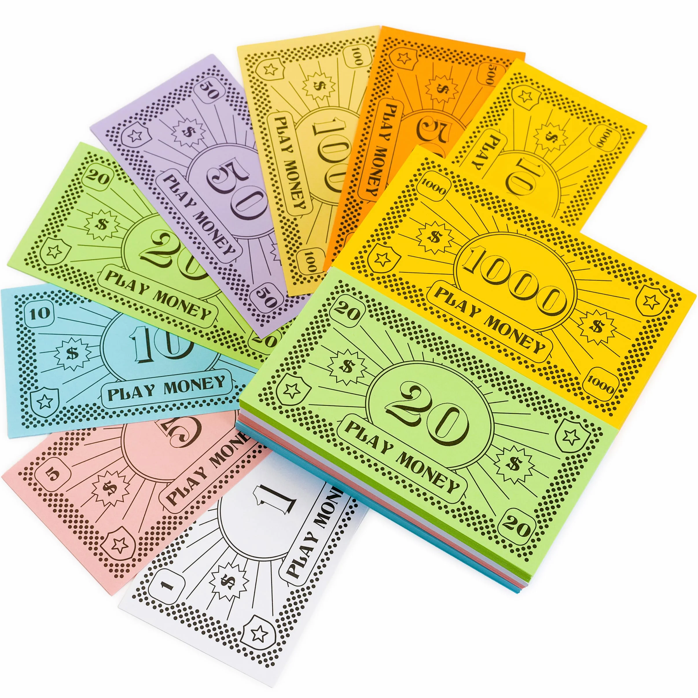 Fikcyjne pieniądze Opoly - 520 sztuk pieniędzy na gry planszowe - 65 każdego banknotu w 8 pucharach- 1, 5, 10, 20, 50, 100, 500, & 1000 zł - Papierowa waluta do kasjera gier symulacyjnych, wkład