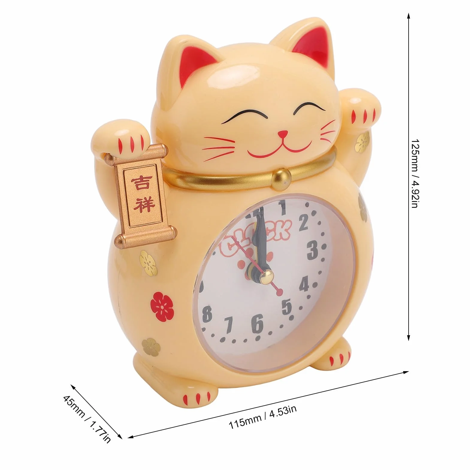 Lucky Cat YF2025D, urocza kreskówka szczęście kot budzik i zegar biurkowy