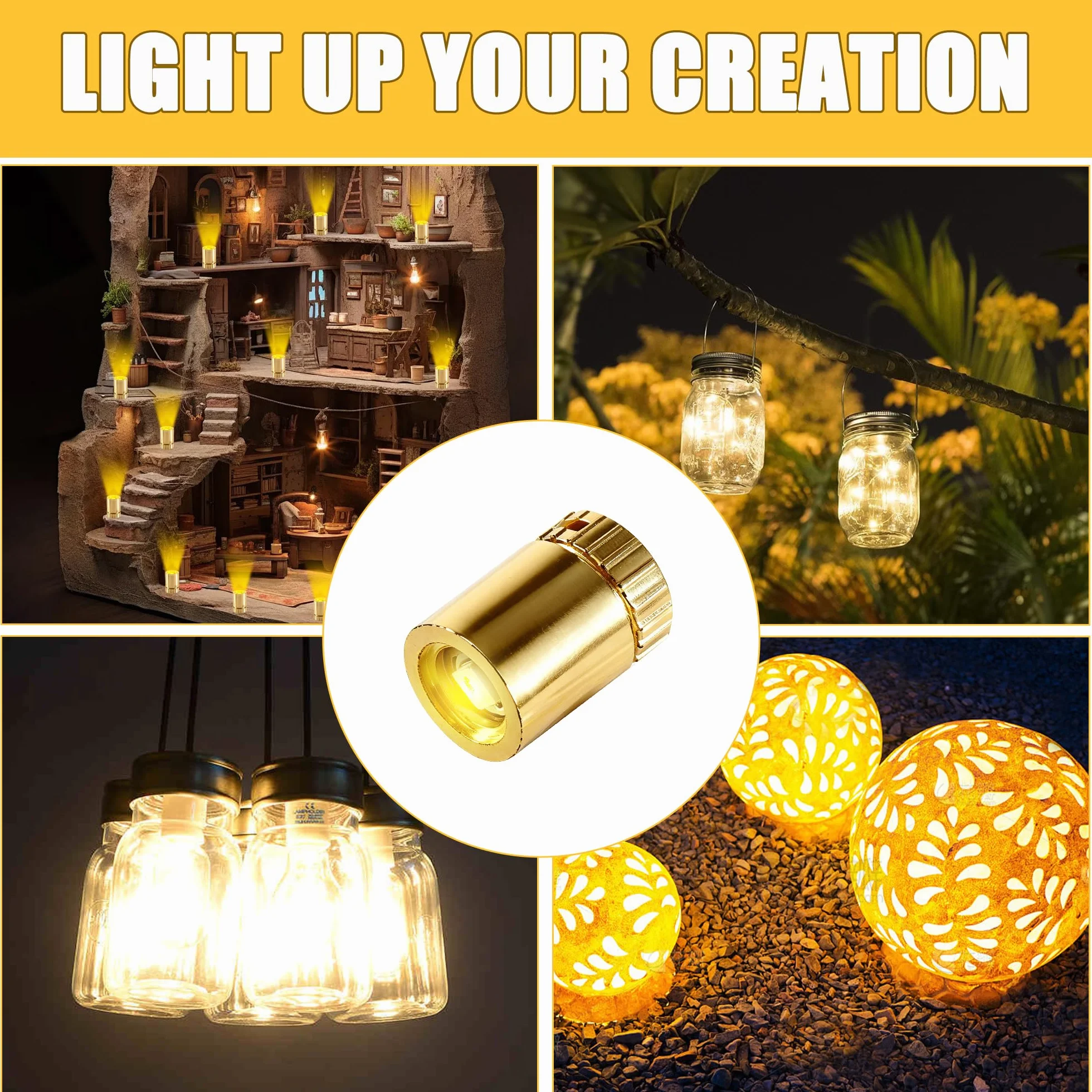 Joycabin 20 sztuk mini lampek LED do domków dla lalek, złote, mini lampki do samodzielnego wykonania, miniaturowe światła do witryn, zabawek (ciepła biel)
