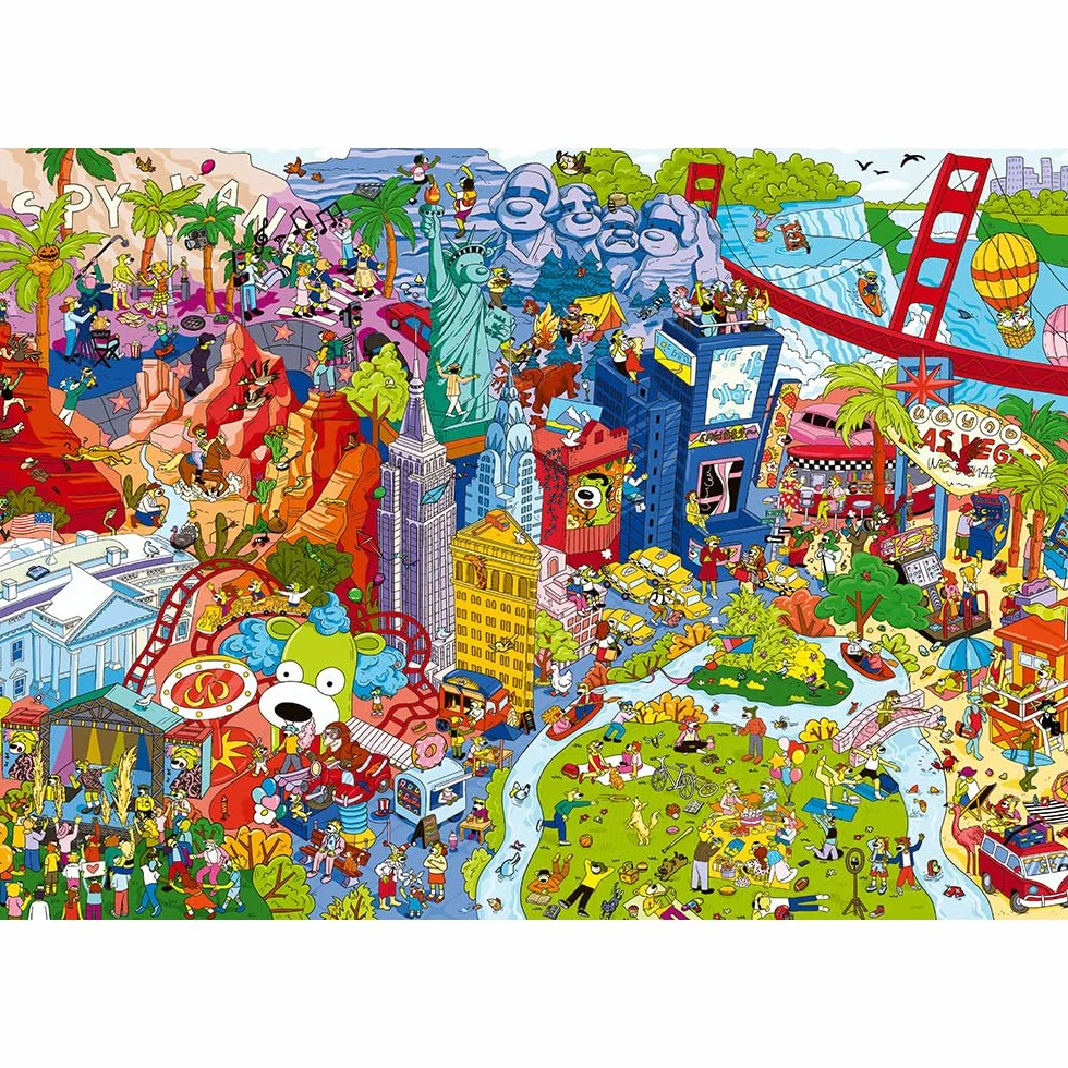 Trefl - Puzzle Spy Guy Lost Items: USA - 500 Elementów, Zostań Detektywem i Znajdź 20 Różnic, Zagubione Przedmioty, Kreatywna Rozrywka dla Dorosłych i Dzieci od 10 Lat