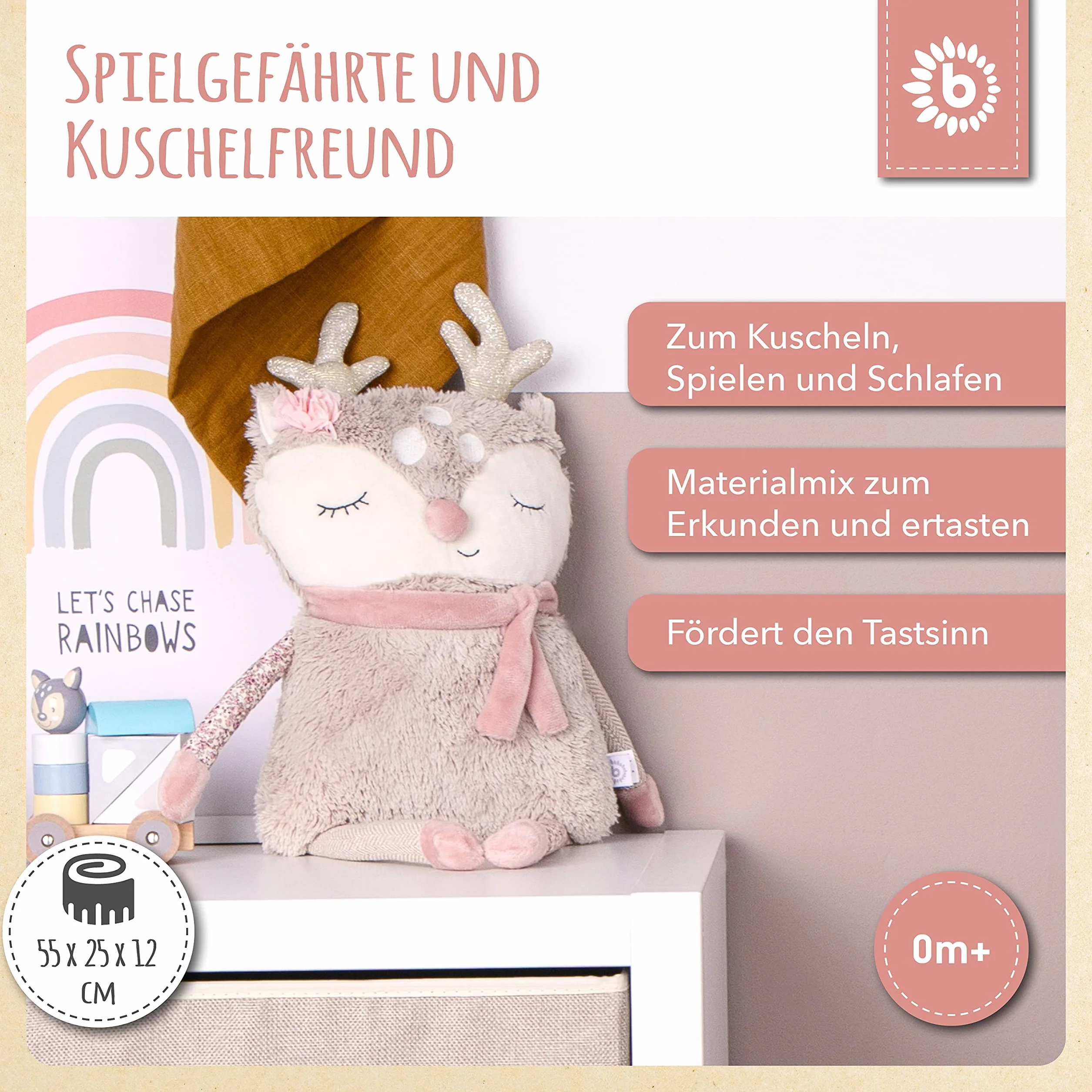 Bieco Pupazzo di peluche a forma di cavallo, circa 55 cm, carino peluche per neonati, giocattolo per bambini, giocattolo per il sonno del bambino