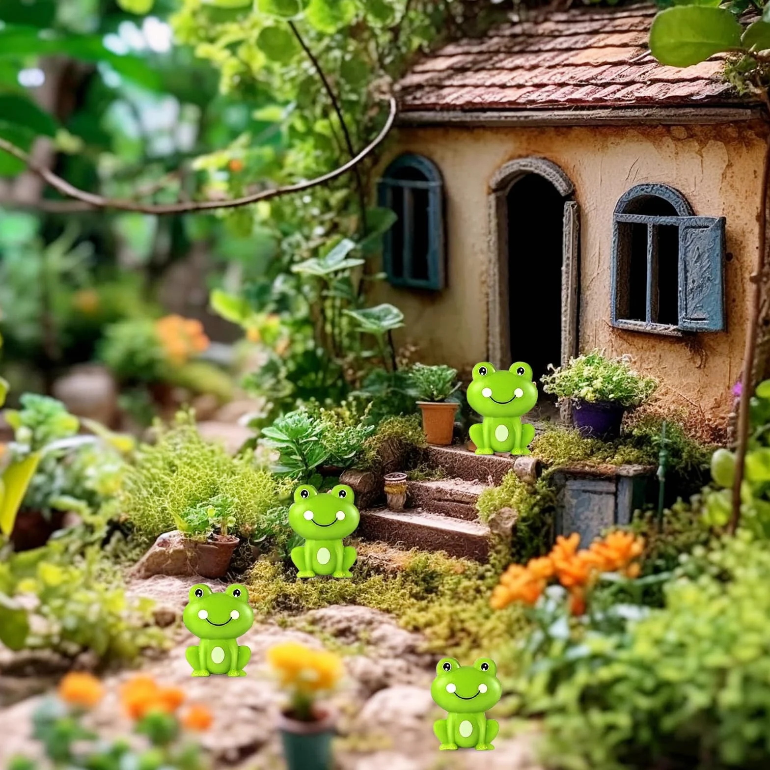 Zielone plastikowe żaby, 100 szt., mini figurki do ogrodu, zielone, do akwarium, ogrodu