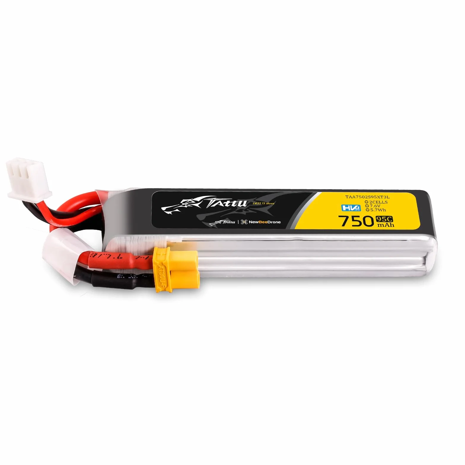 TATTU 2s Lipo akumulator 750mAh 95C 7.6 V HV LiPo Długa kumulator z wtyczką XT30 do samochodu Quadrocopter wyścigowy FPV H z ramą UAV