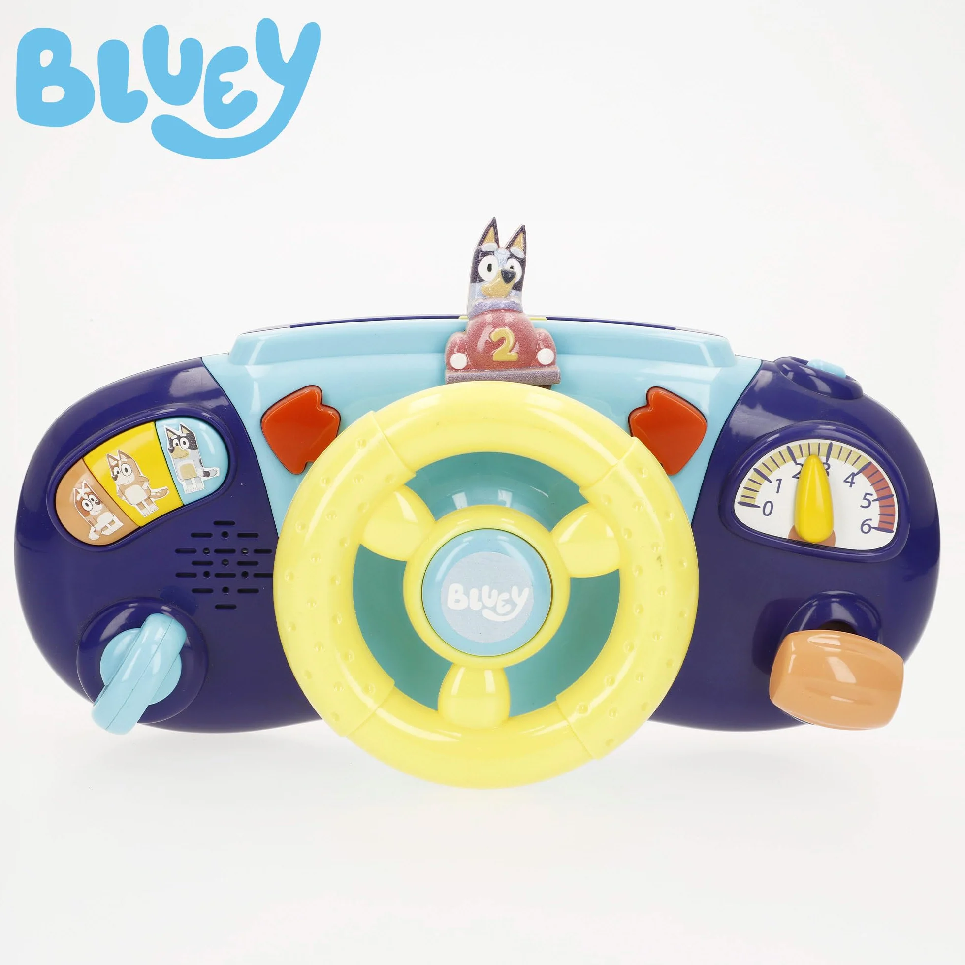 ColorBaby Bluey Kierownica do wózka dziecięcego, uchwyt kotwiący, kolorowy design, Bluey, Bingo i Przyjaciele, gry interekcyjne, zajęcia dla dzieci +6 miesięcy (39146)
