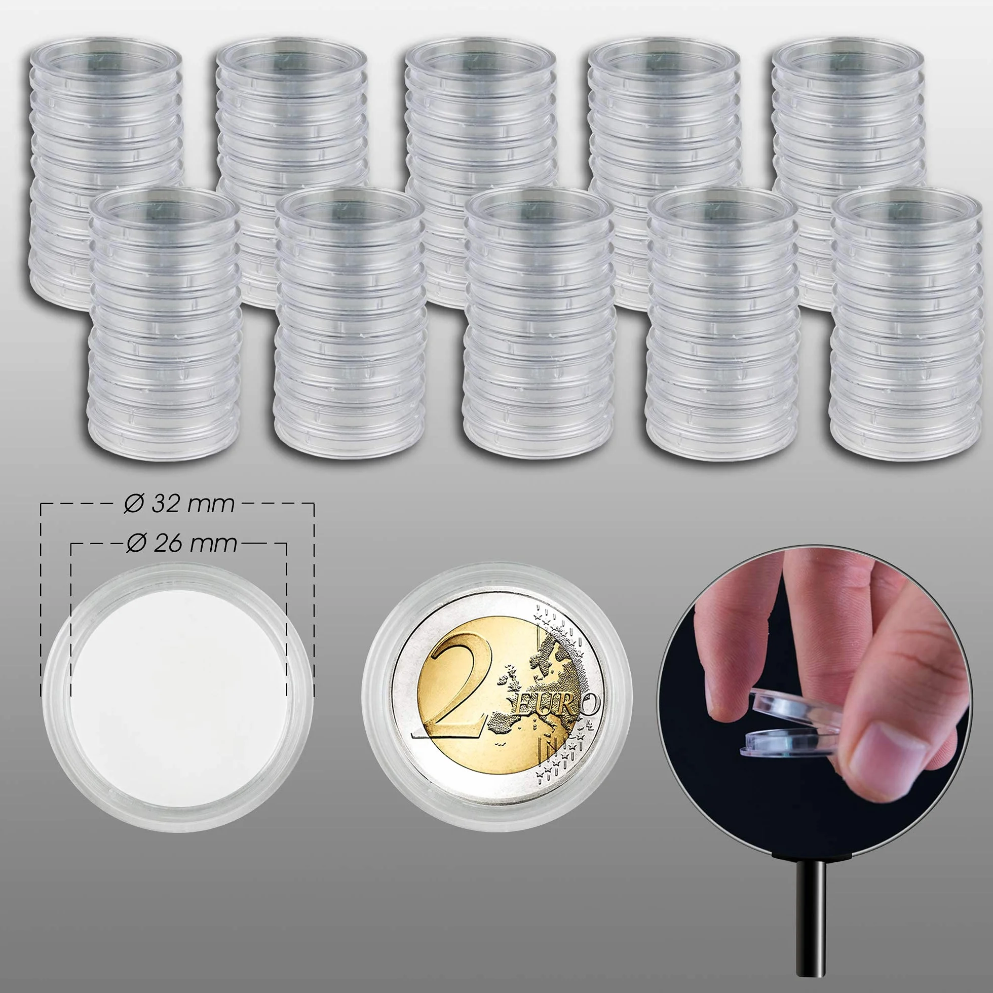 Prophila kapsułki na monety Ø 26 mm opakowanie 100 sztuk