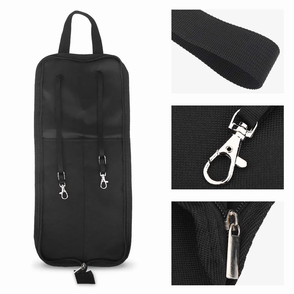 Torba na pałki perkusyjne, 600D Oxford Cloth Zipper Design Wodoodporny zamek błyskawiczny wysokiej jakości Lekki, trwały uchwyt na pałki perkusyjne, młotki do domu