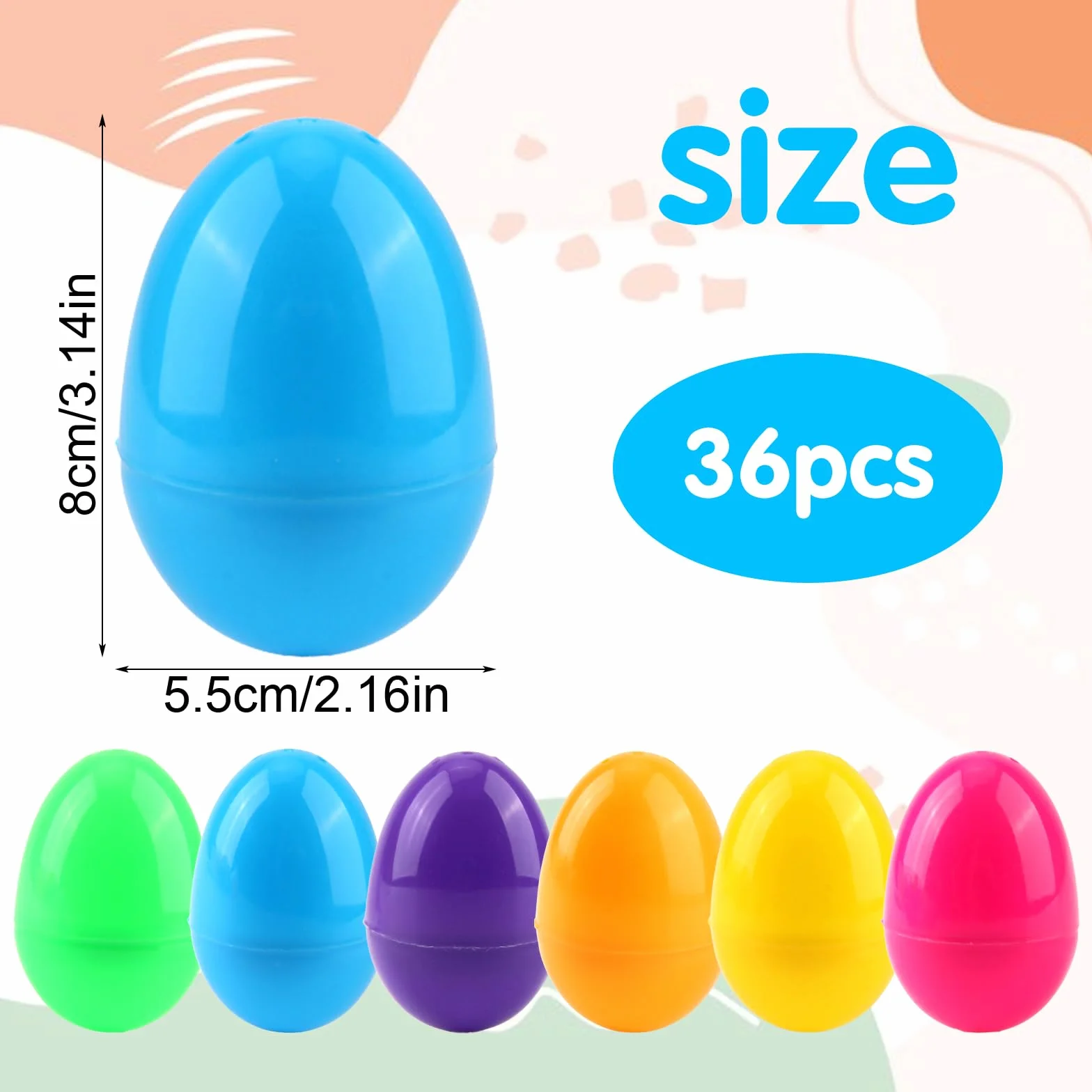 36 sztuk plastikowych jajek wielkanocnych 8 cm, jajka wielkanocne do wypełnienia, kolorowe jajka na Wielkanoc, jajka dekoracyjne do dekoracji wielkanocnej, jajka na potrzeby szkoły, potrzeby na