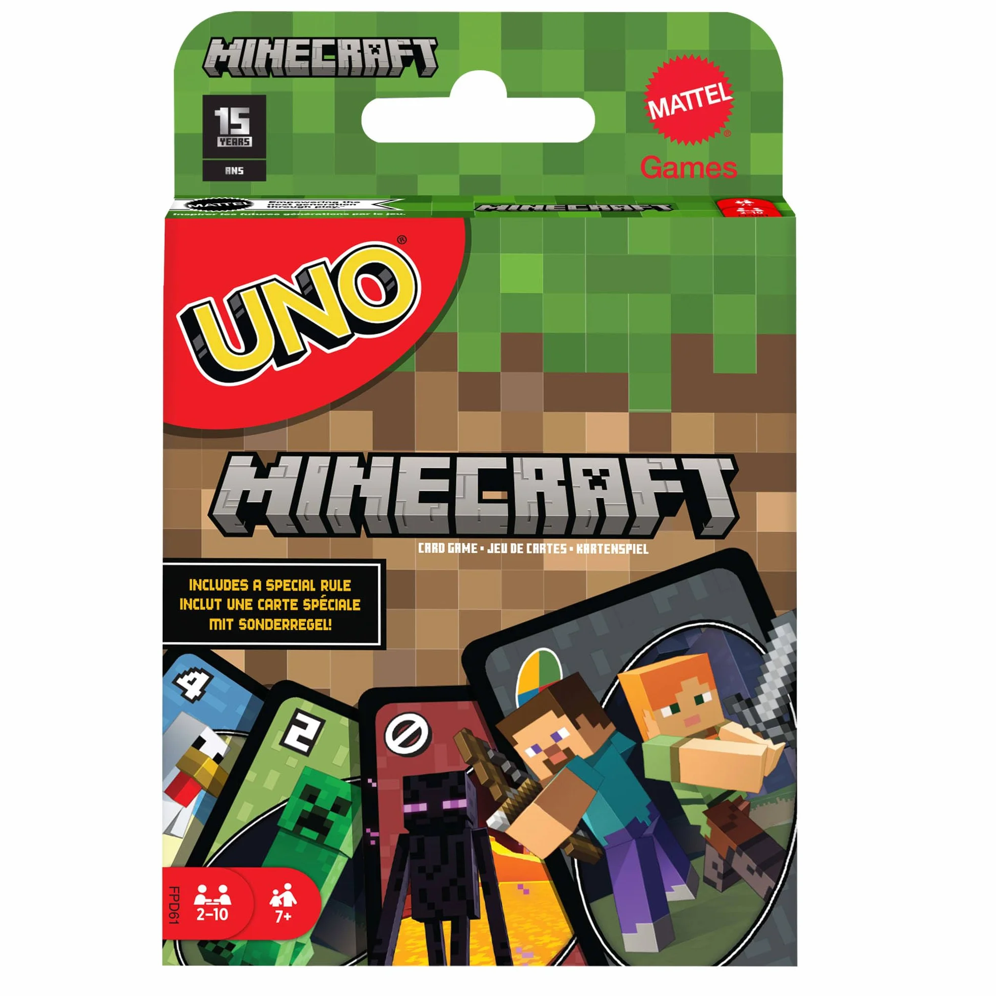 Mattel Games Specjalna wersja popularnej gry karcianej dla dzieci UNO Minecraft!, FPD61