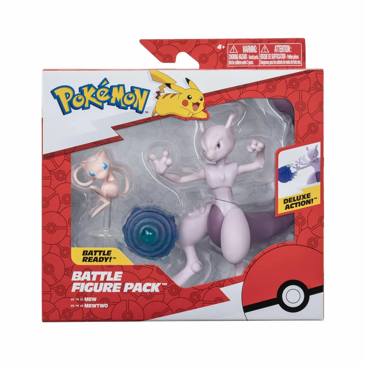 Pokemon Figurka 2-Pack Mew & Mewtwo – cm Pokémon Figury 5 &10 - Najnowsza 2023 - Oficjalnie licencjonowana zabawka Pokemon