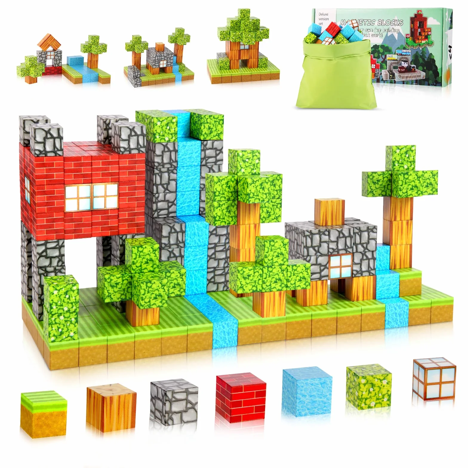 Bloki magnetyczne - Build Mine Magnet World Edition, magnetyczne zabawki dla chłopców