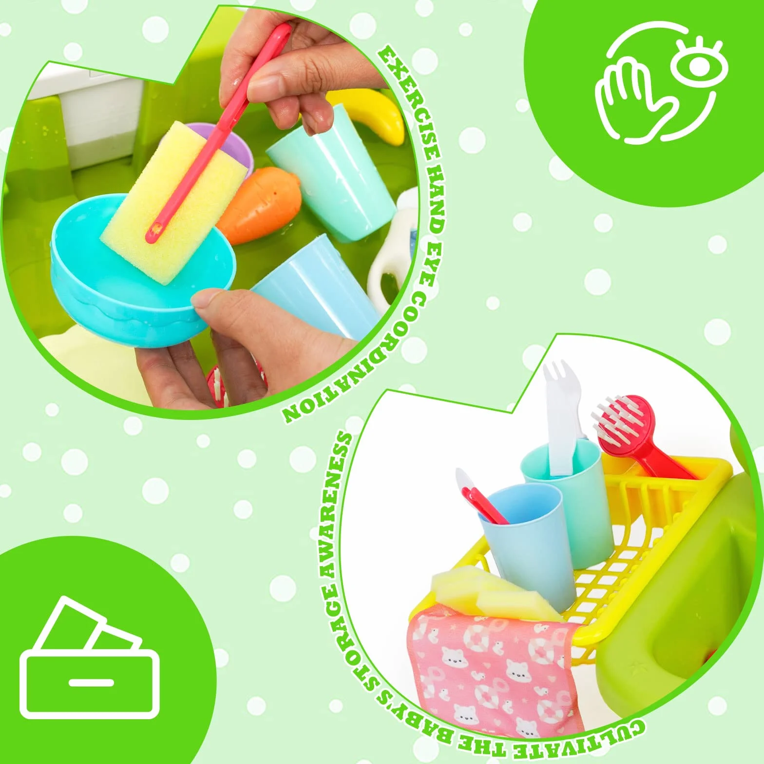 Zestaw zabawek do zlewu kuchennego 2 w 1, zestaw zabawek do zlewu z grą wędkarską i akcesoriami kuchennymi, zabawka kuchenna z obrotową wylewką o 90°, zabawka do odgrywania ról dla małych dzieci