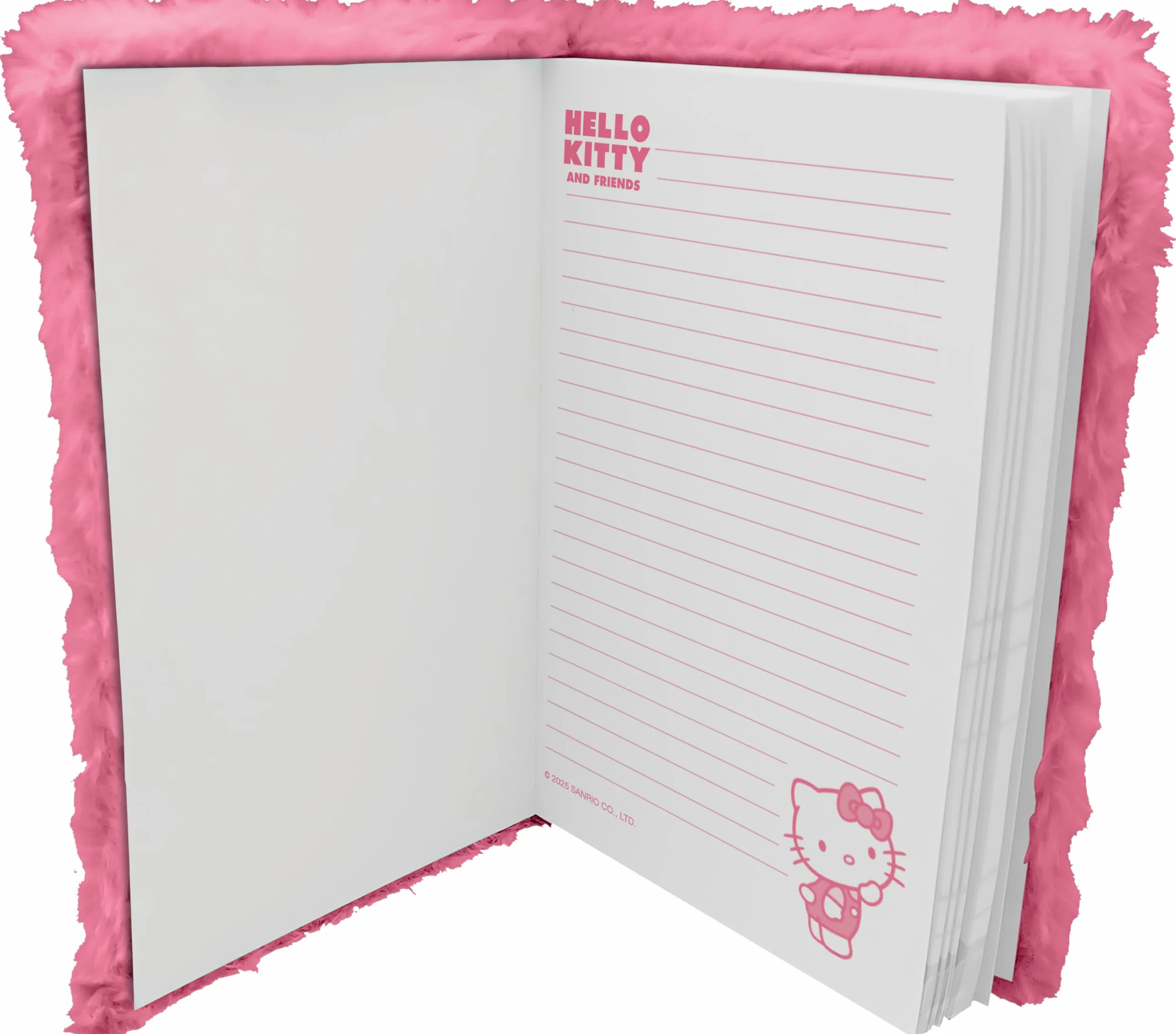 Kids Licensing - Pluszowy notatnik A5 w paski do pisania - miękki notatnik dla dzieci od Hello Kitty & Friends dla dziewczynek, idealny na prezent